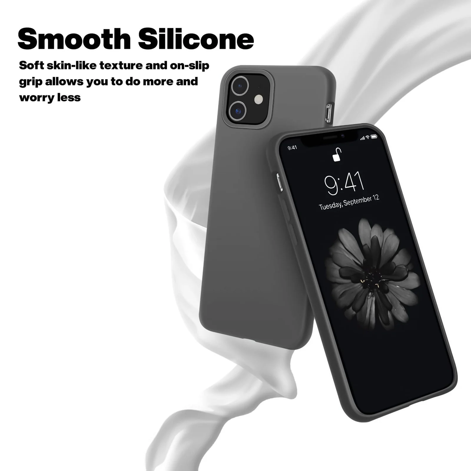 DL3 Mobilak Liquid Silicone Case for iPhone 11 (6.1 Inch), Shock-absorbing protection, Scratch-resistant surface, Soft microfiber lining - Gray