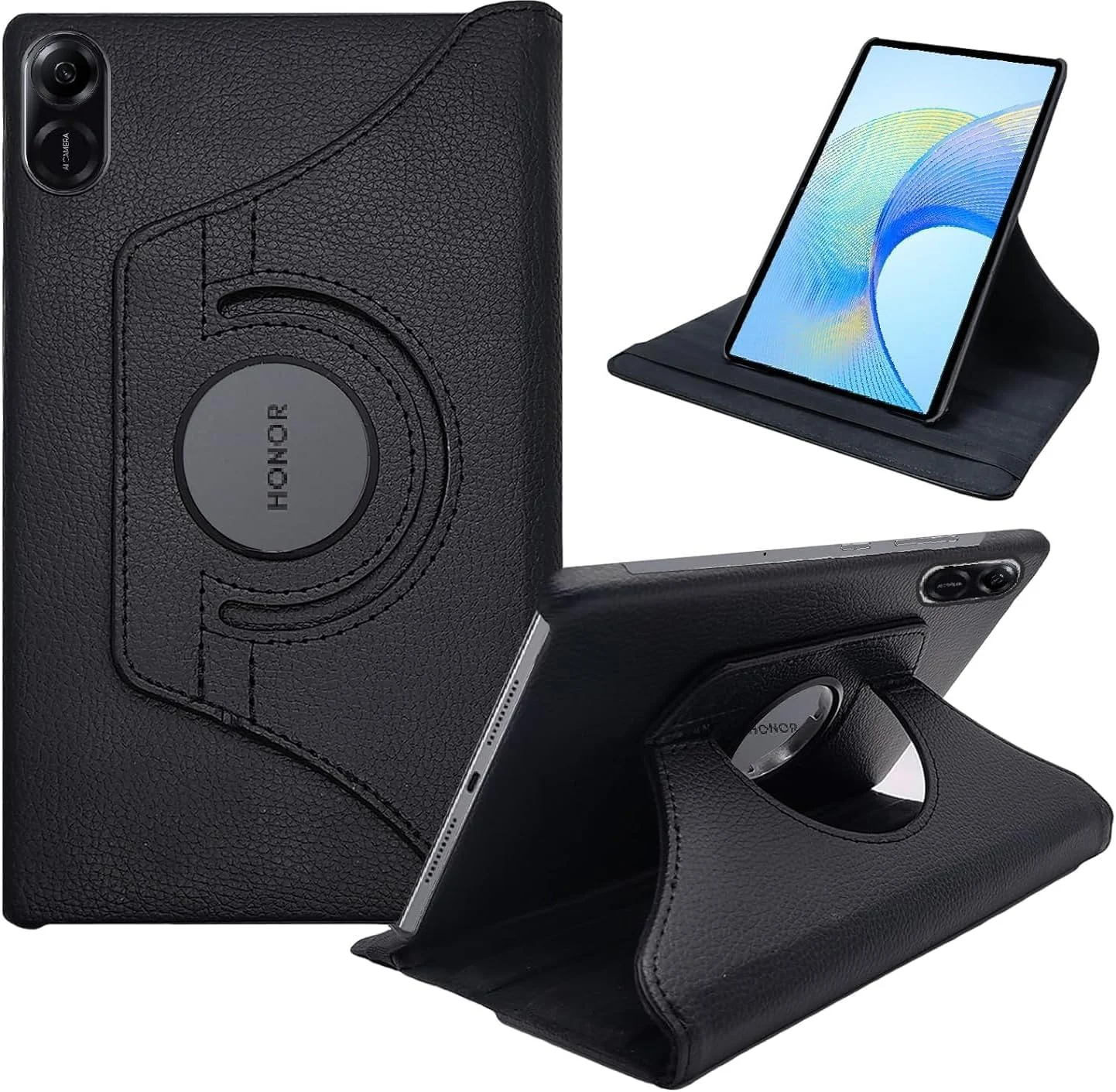 DL3 Mobilak Protective Cover for Honor Pad X9 Case 11.5 inch 2023, 360° Rotatable Smart Stand, Leather Folio Flip Cover with Multi-Angle Viewing, Auto Wake Sleep - Black