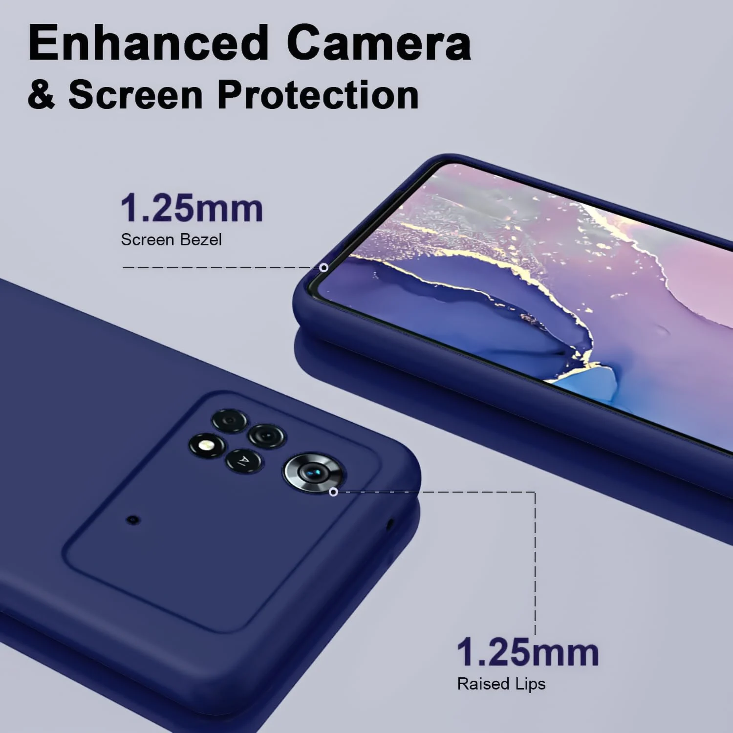 DL3 Mobilak Liquid Silicone Protective Case with Soft Microfiber Lining with Full Camera Protection for Xiaomi Poco X4 Pro 5G - Blue 2