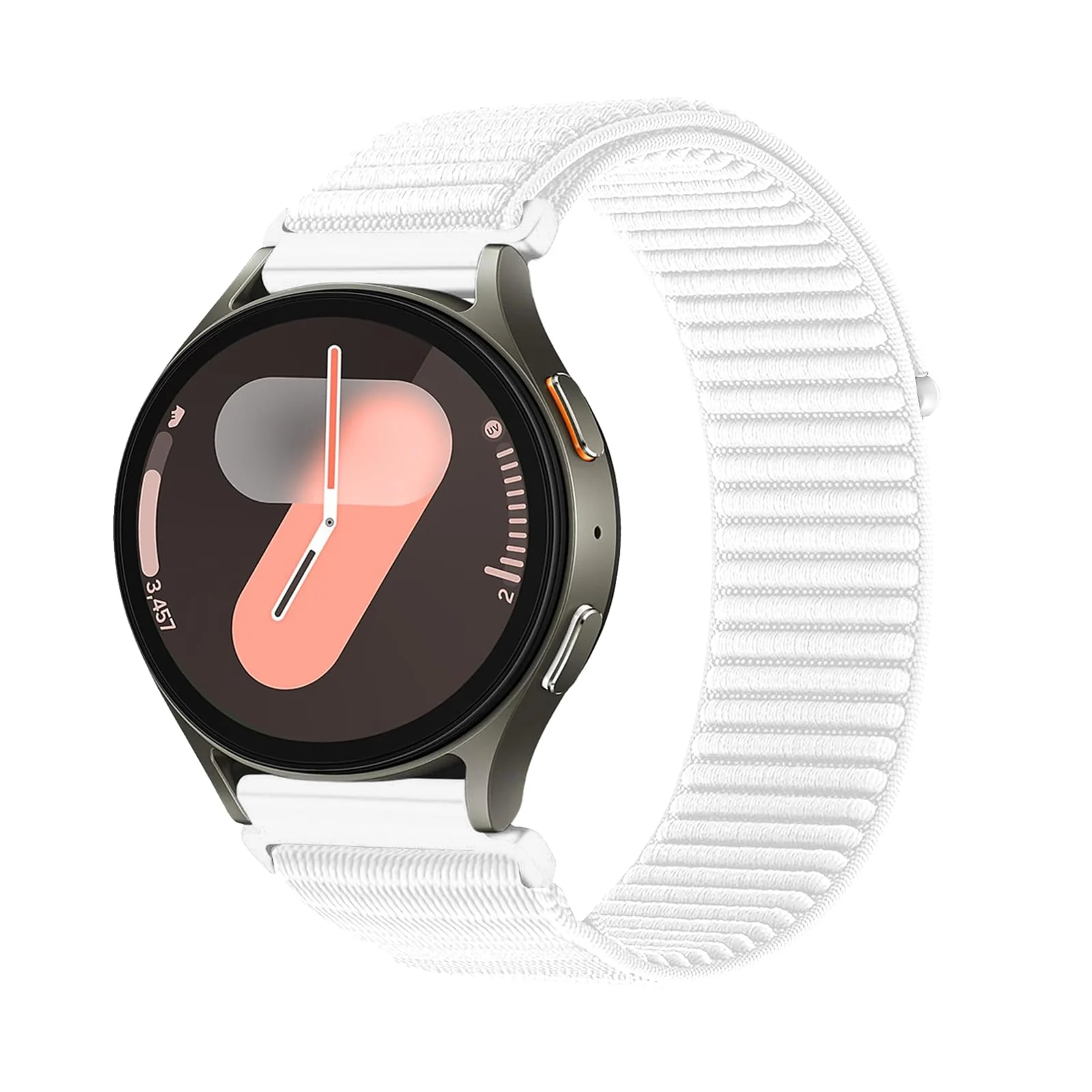 DL3 Mobilak Nylon Loop Sport Band For 20mm For Samsung Galaxy Watch 7/6/5/4 40mm 44mm/5 Pro 45mm/S2 classic/active 2 40mm 44mm/Amazfi GTS 2/2e/3/3 Pro/GTS4/GTS 2 Mini/4 Mini/Bip 3, Stretchy Strap Elastic Fabric - White