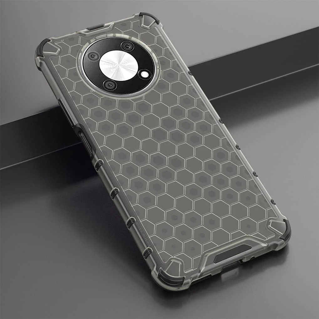 DL3 Mobilak Honeycomb Protective Case for Huawei Nova Y90 / Enjoy 50 Pro, Shock-absorbing protection, Transparent design, Slim, lightweight profile - Black