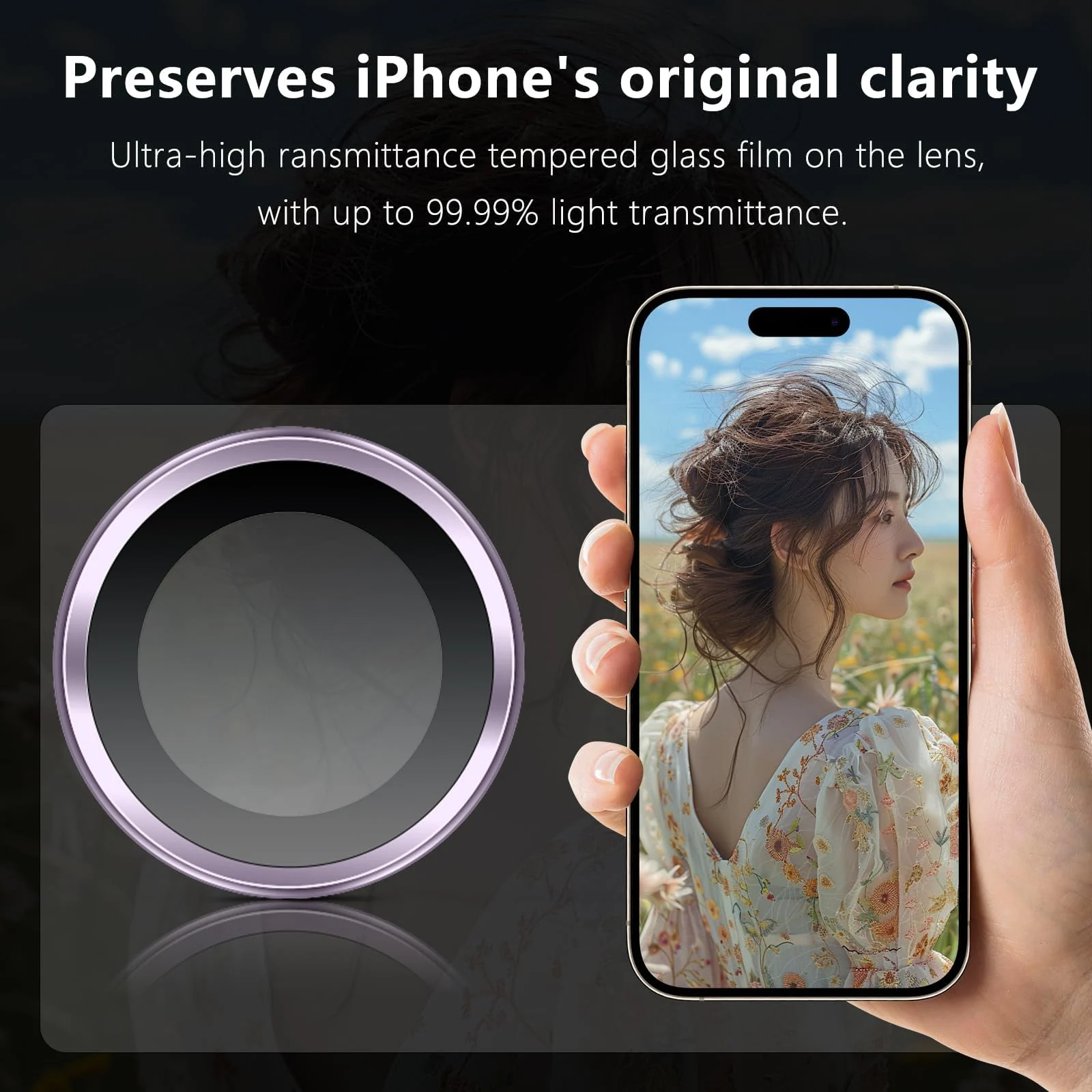 DL3 Mobilak Camera Lens Protector for iPhone 17 Accessories, 9H Tempered Glass Metal Individual Ring Camera Cover Screen Protector, Case Friendly, Anti Scratch - Lavender