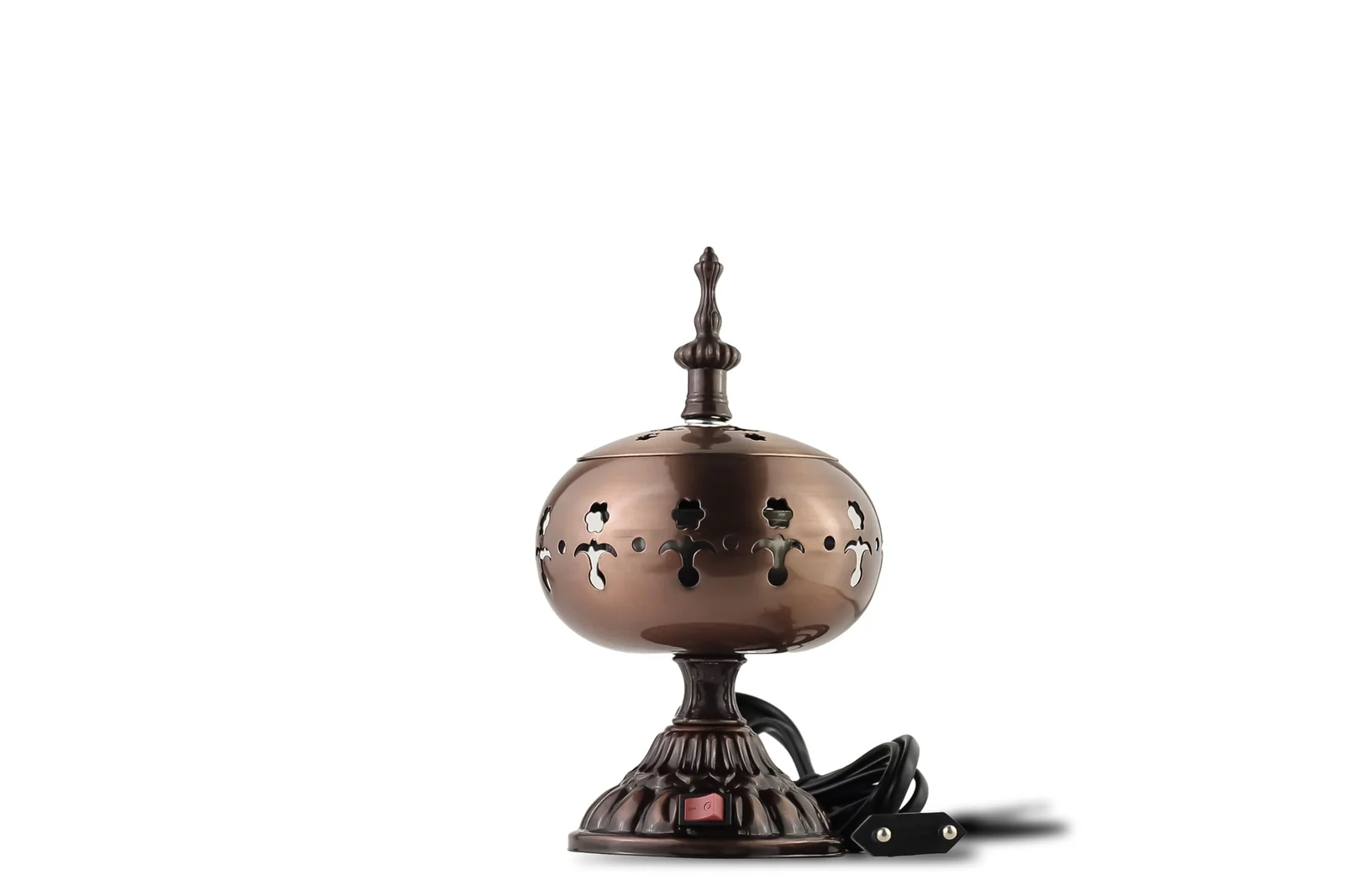 Mobigon Arabian Electric Incense Burners metal Vintage Arabic Burner, Middle Eastern Incense Holder- Electric Incense Burner Bakhoor Suitable For Arabian Oud, Home, Hotel Decor - V. Dark Brown