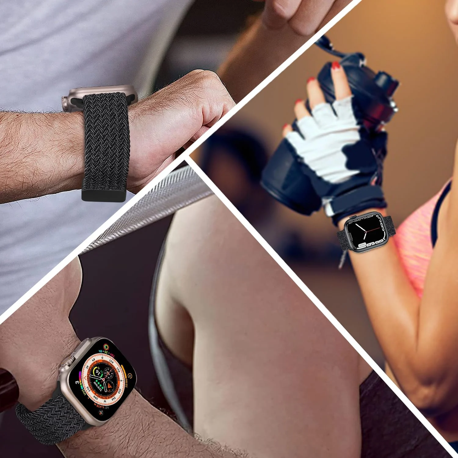 DL3 Mobilak Sport Solo Loop Compatible with Apple Watch Band 42mm 44mm 45mm 46mm 49mm for Women Men, Magnetic Strap Stretchy Braided Wristband for iWatch Series 11 10 9 8 7 6 5 4 3 Ultra 3 2 1 SE SE2 - Black Grey