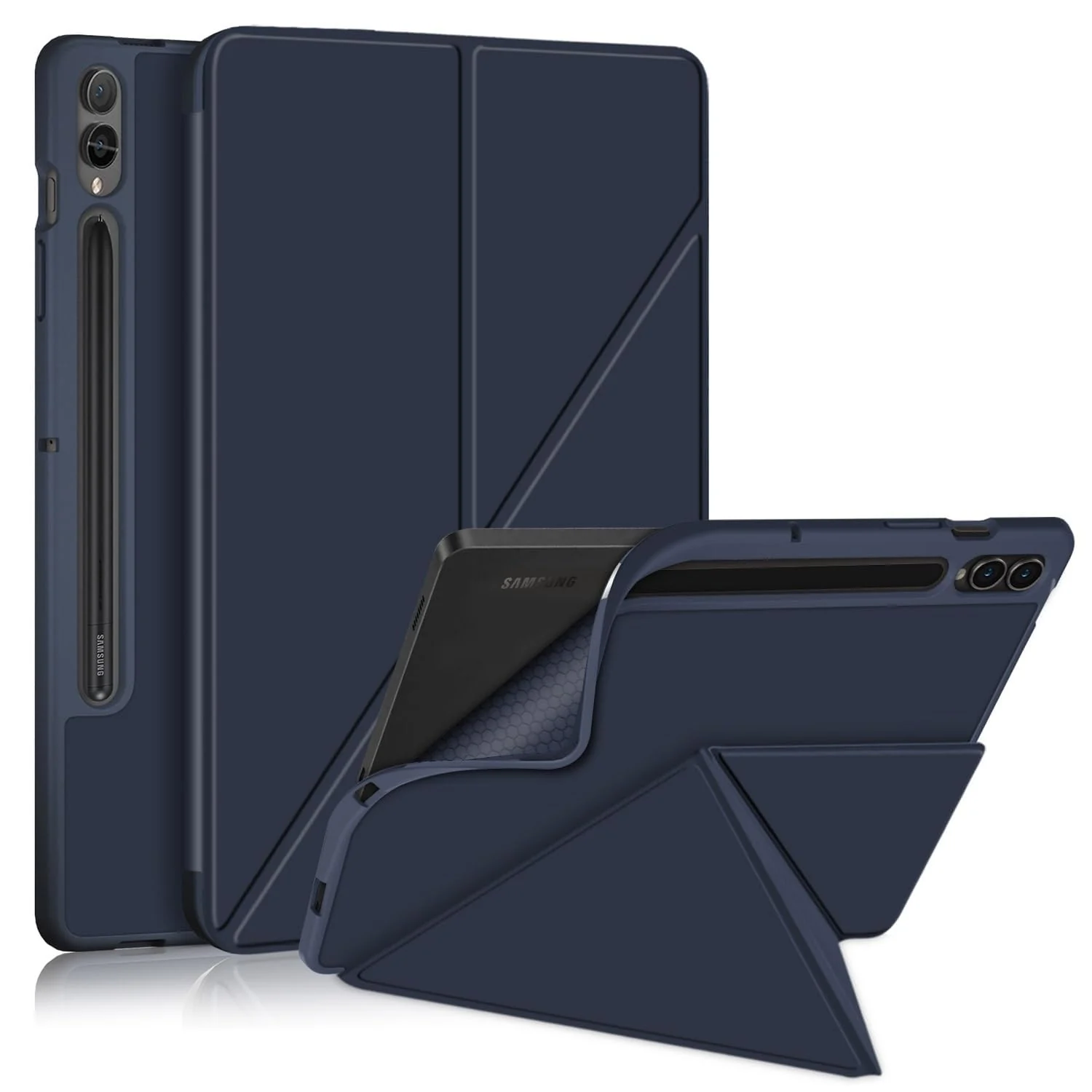 DL3 Mobilak For Samsung Galaxy Tab S8+ Plus 2022 / S7 FE 2021 / S7+ Plus 2020 12.4-Inch Case, Smart Stand, Pencil Holder, Shockproof Slim Lightweight Leather Cover, Modern Abstract Design - Blue