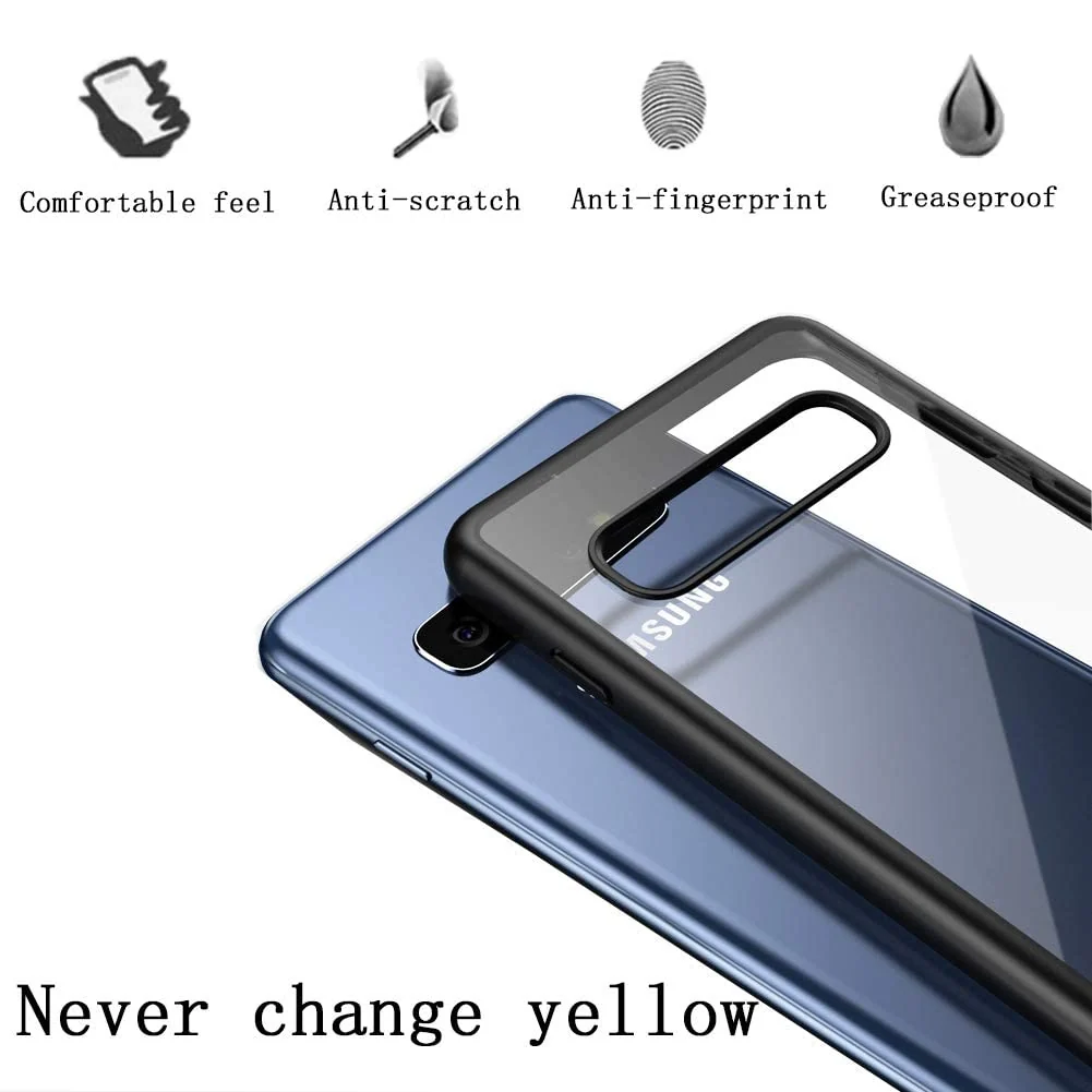 DL3 Mobilak Clear PC and TPU Protective Case for Samsung Galaxy S10 Plus with Shockproof Design and Anti-Yellowing Design - Black