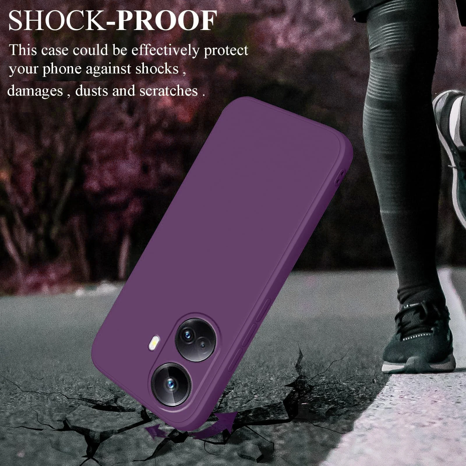 DL3 Mobilak realme 10 pro plus Case, Soft Flexible Silicone Gel Rubber Bumper Cover, Full Body Shockproof Protective Phone Case - Violet