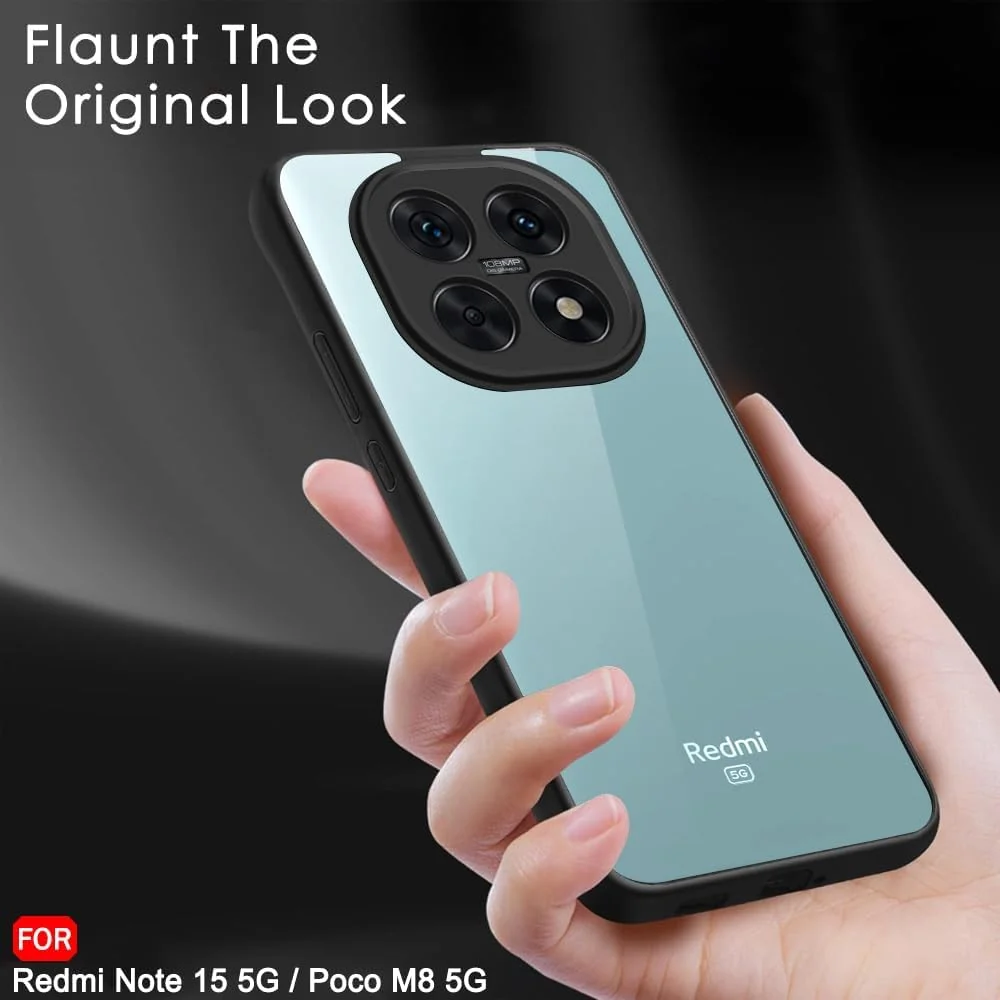 DL3 Mobilak Clear TPU Case for Xiaomi Redmi Note 15 4G / 5G / Poco M8, Camera protection, Shock-absorbing protection, Scratch-resistant surface - Black