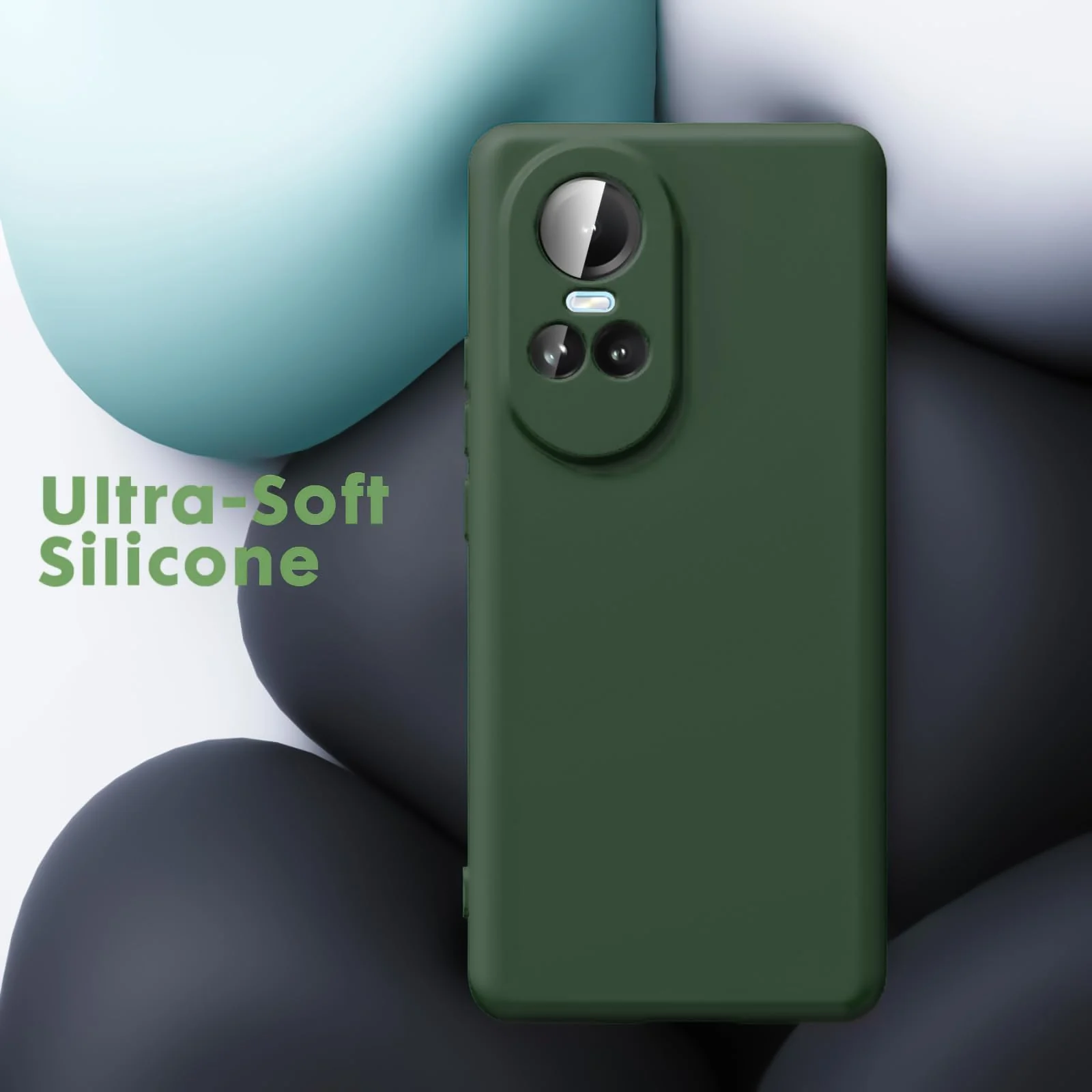 DL3 Mobilak Liquid Silicone Case for OPPO Reno 10, Shock-absorbing protection, Scratch-resistant surface, Soft microfiber lining - Green