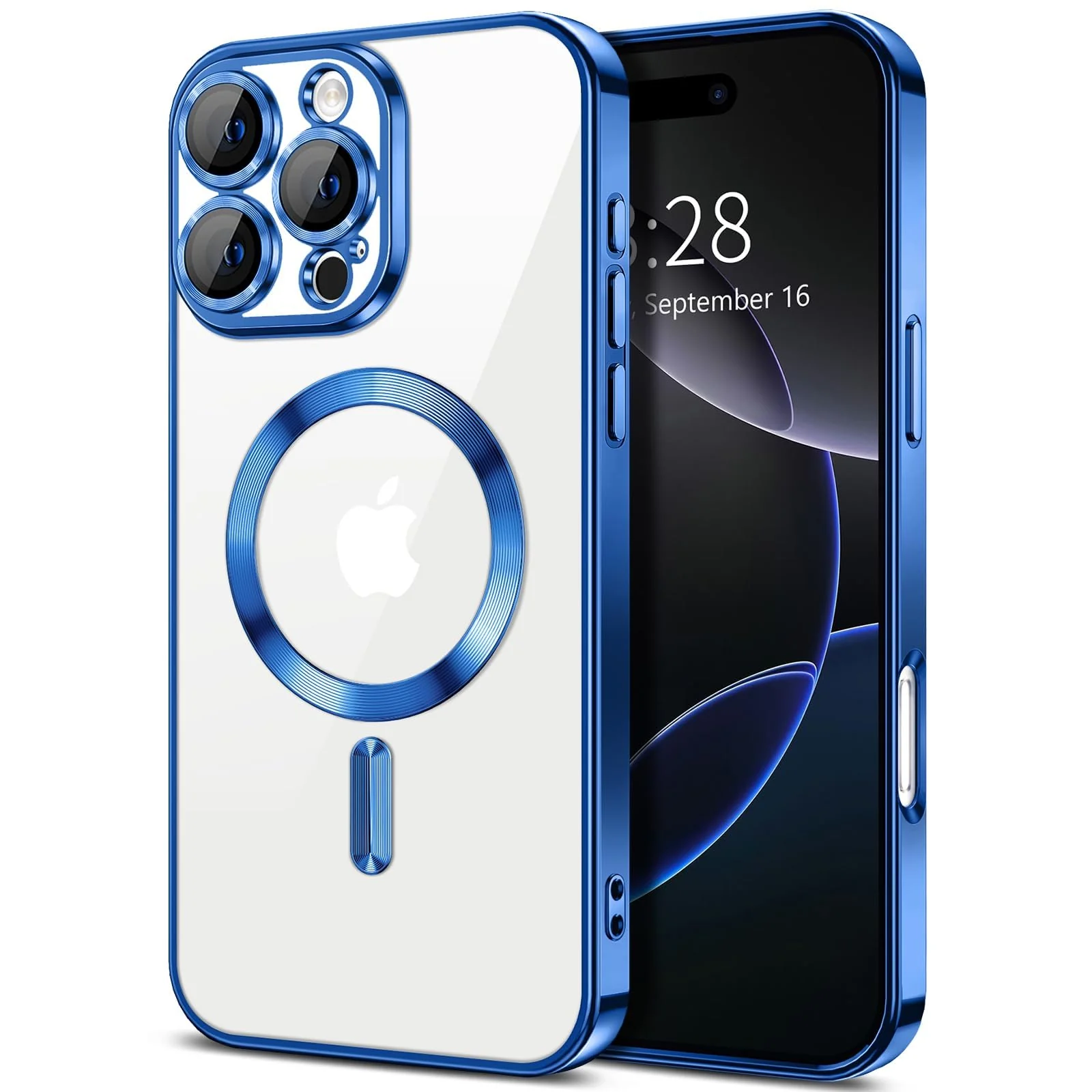 DL3 Mobilak Plated-Edge Protective Case for iPhone 16 Pro Max 6.9-Inch, Compatible with MagSafe accessories, Supports wireless charging, Shock-absorbing protection - Blue