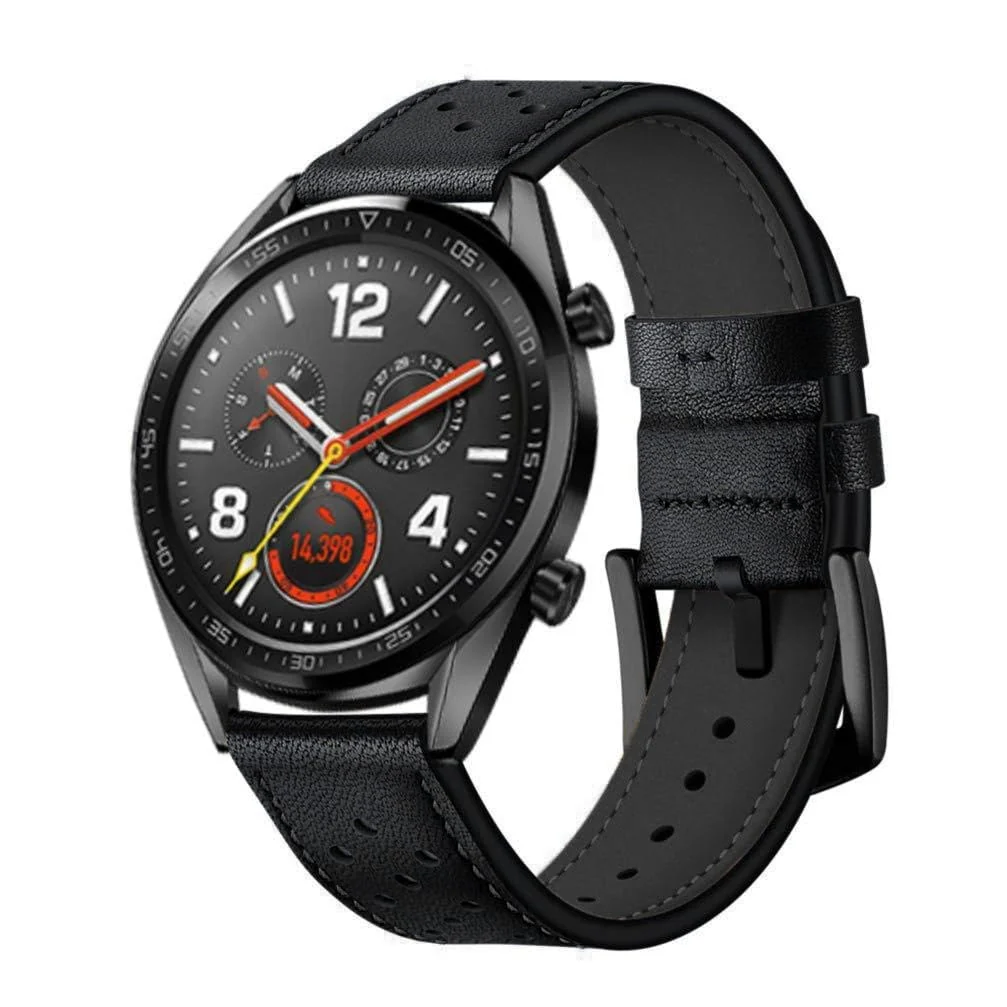 DL3 Mobilak Strap Leather 22MM Band For Samsung Galaxy Watch 3 45mm/Watch 46mm/Gear S3/Huawei watch GT5 GT4 GT3 46MM/Watch 4/3/GT2E/GT2 Pro/GT 3 Pro/GT5 Pro/GT GT2 46MM/Amazfit GTR 4/3/3 Pro/2/2e - A.Black