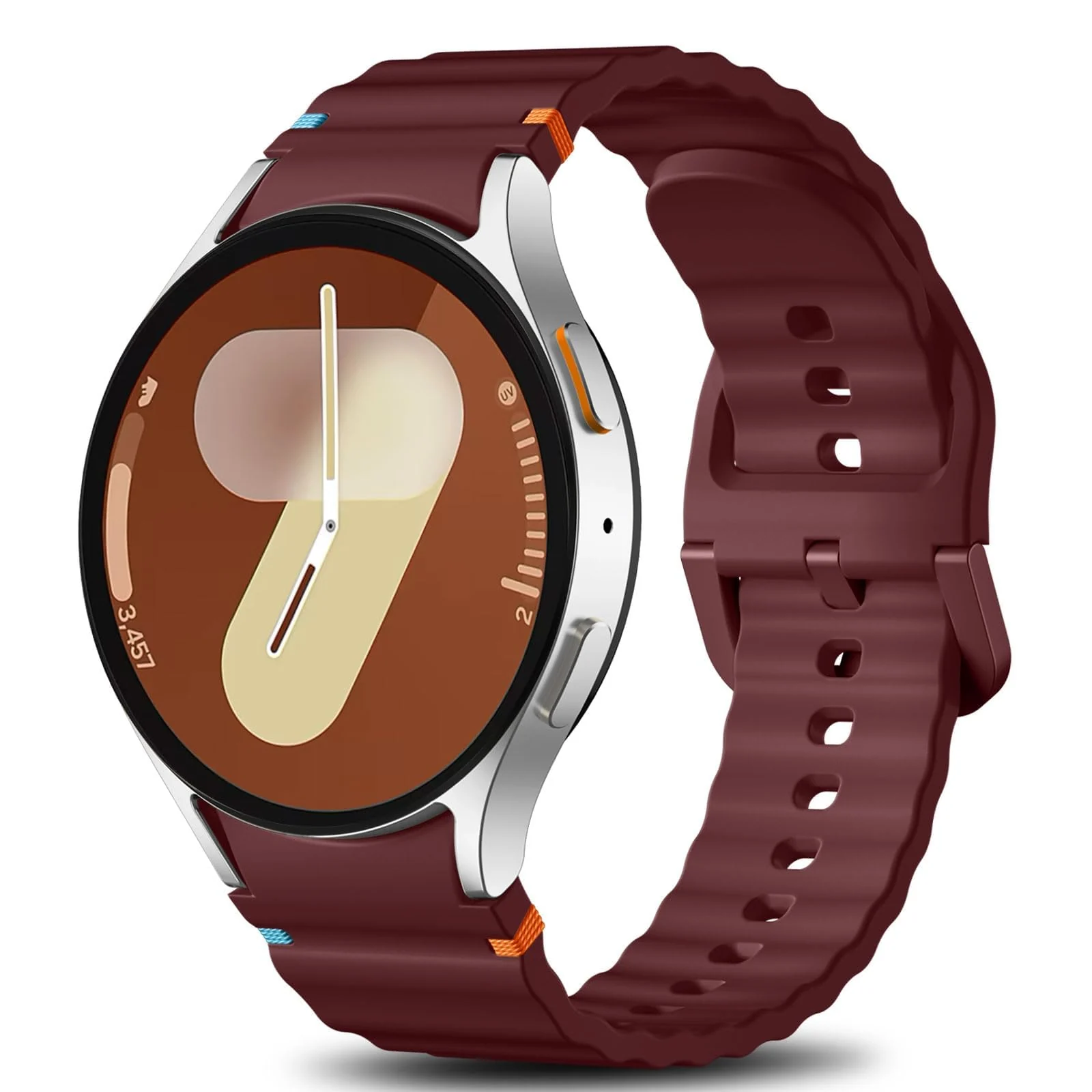 DL3 Mobilak No Gap Sport Bands For Samsung Galaxy Watch 7 6 5 4 FE Strap 40mm 44mm, Soft Silicone Sport Band for Galaxy Watch 6 Classic Straps 47mm 43mm/Galaxy Watch 5 Pro/Watch 4 Classic 42mm 46mm for Men Women - Burgundy