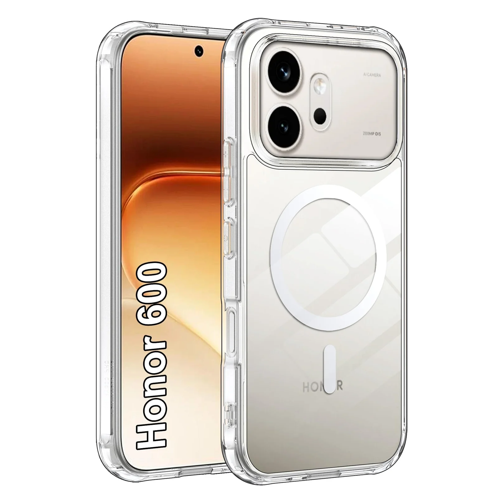 MOBIGON Slim Magnetic MagSafe-Compatible Phone Case for HONOR 600 5G, Clear