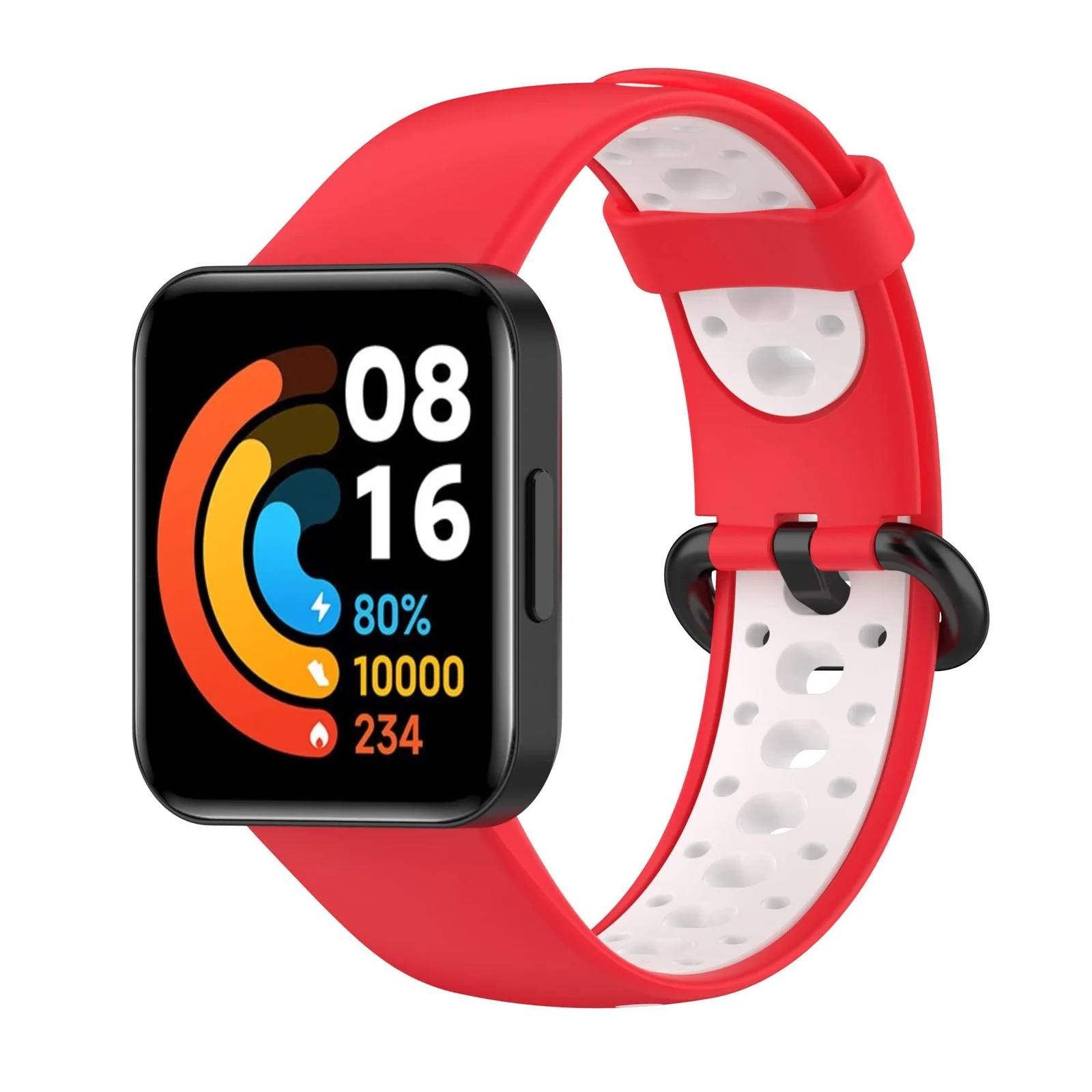 DL3 Mobilak Strap Compatible with Xiaomi Redmi Watch 2 Lite/Poco Watch/Redmi Watch 2 / Horloge 2 Soft Replacement Sport Silicone Strap - Red White
