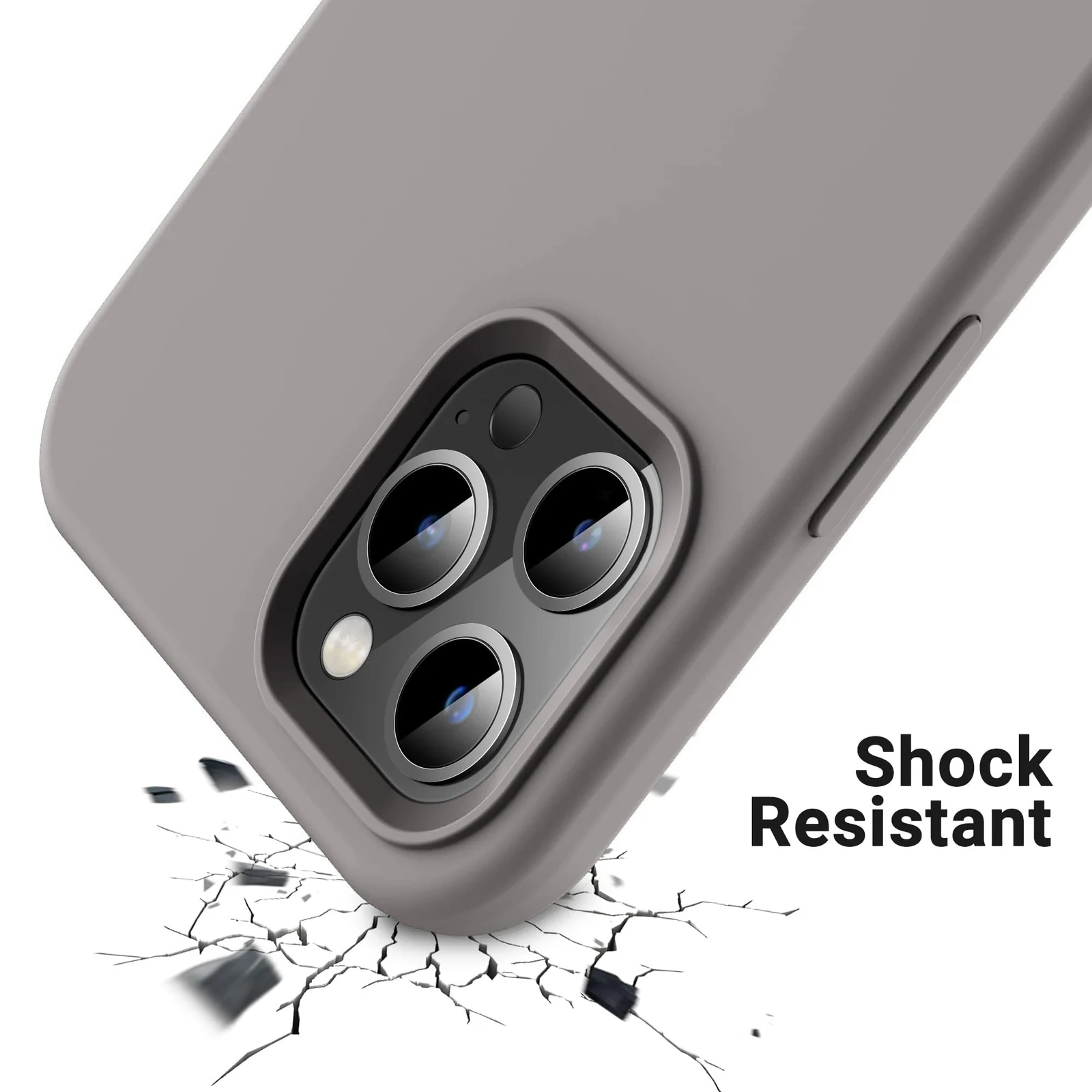 DL3 Mobilak Compatible with iPhone 12/12 Pro (6.1 Inch) Case, Liquid Silicone Case, Full Body Protective Cover, Shockproof, Slim Phone Case, Anti-Scratch Soft Microfiber Lining - A. Stone