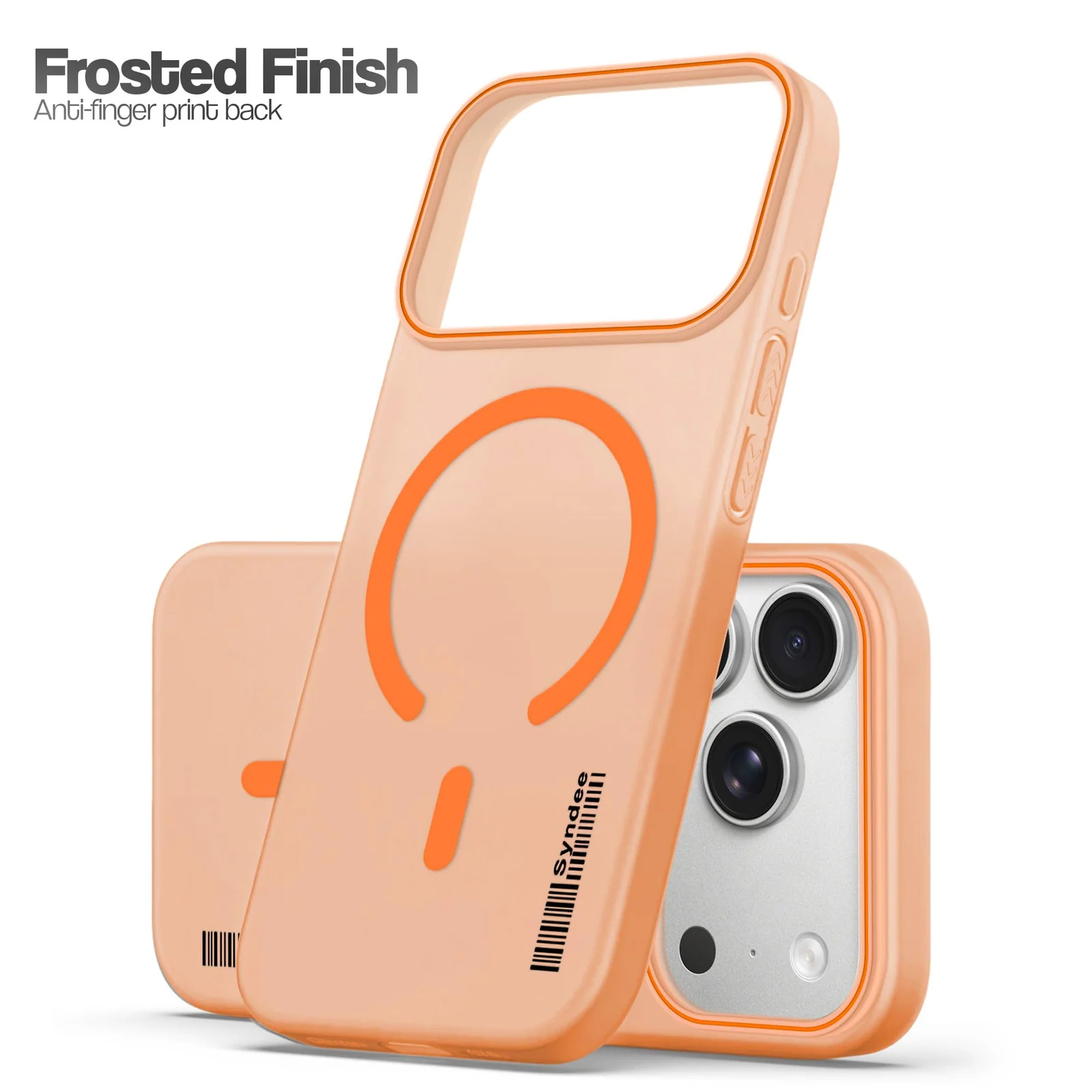 DL3 Mobilak Case Back Cover for iPhone 17 Pro Max, Sleek Frosted Translucent Back Only Compatible with Wireless Magnetic Accessories | Anti-Scratch Shockproof Phone Case - Orange