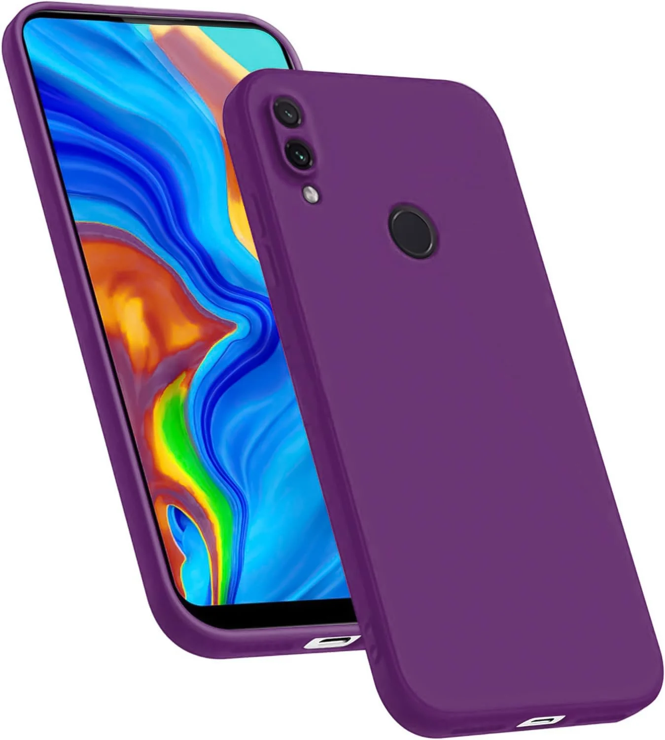 Dl3 Mobilak Compatible with Huawei Y7 2019 / Huawei Y7 Prime 2019 Case, Liquid Silicone Case, Full Body Camera Protective Cover, Shockproof, Slim Phone Case, Soft Microfiber Lining Case - Light Purple