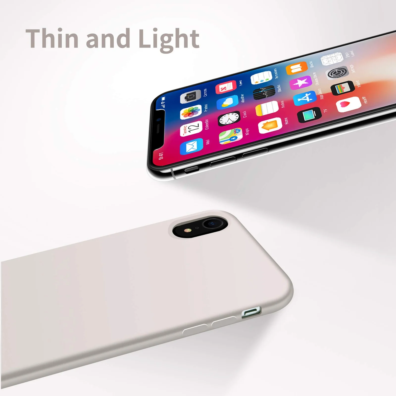 DL3 Mobilak Liquid Silicone Protective Case with Soft Microfiber Lining for iPhone XR - Stone