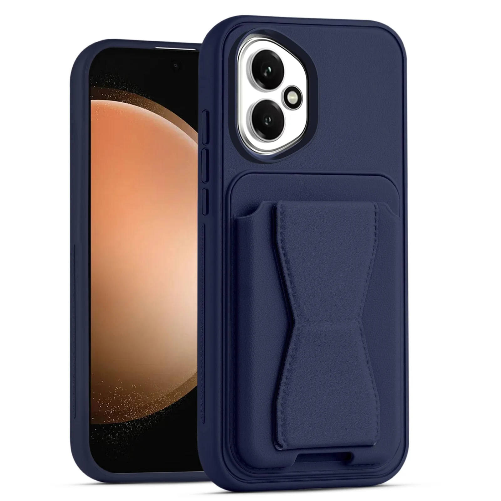 DL3 Mobilak Leather Wallet Case Compatible with Honor 400 5G, Leather Back Cover With TPU Frame, Shockproof Protective Phone Case with Card Holder Stand - Blue