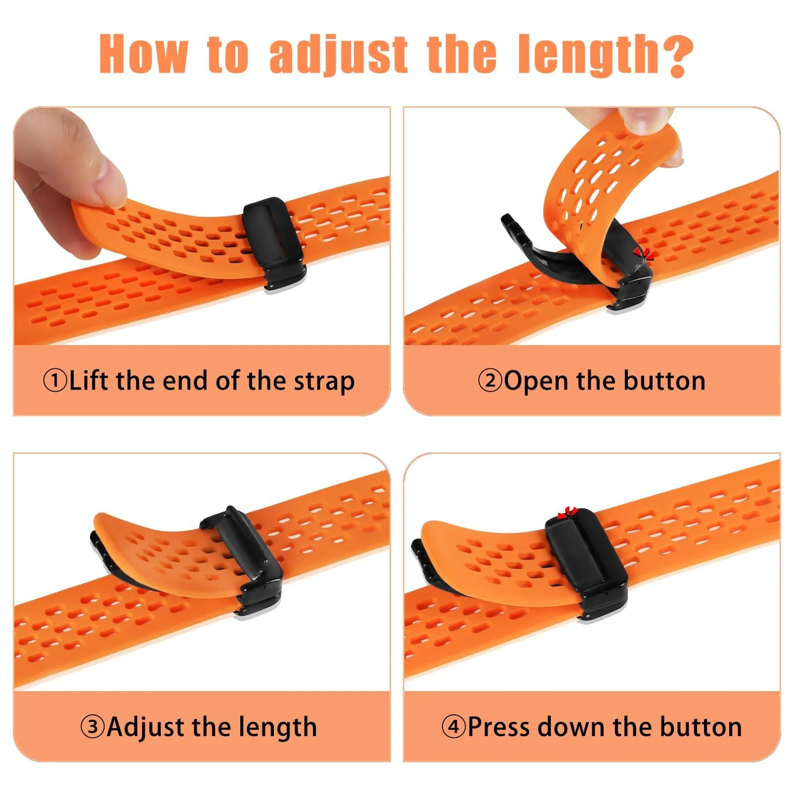 DL3 Mobilak Strap For Xiaomi Mi Band 10/9/8 Magnetic Metal Buckle Sport Silicone Breathable Strap for Men Women Band Quick Release Soft Replacment Wristband For Xiaomi Smart Band 8/9/10 - Orange