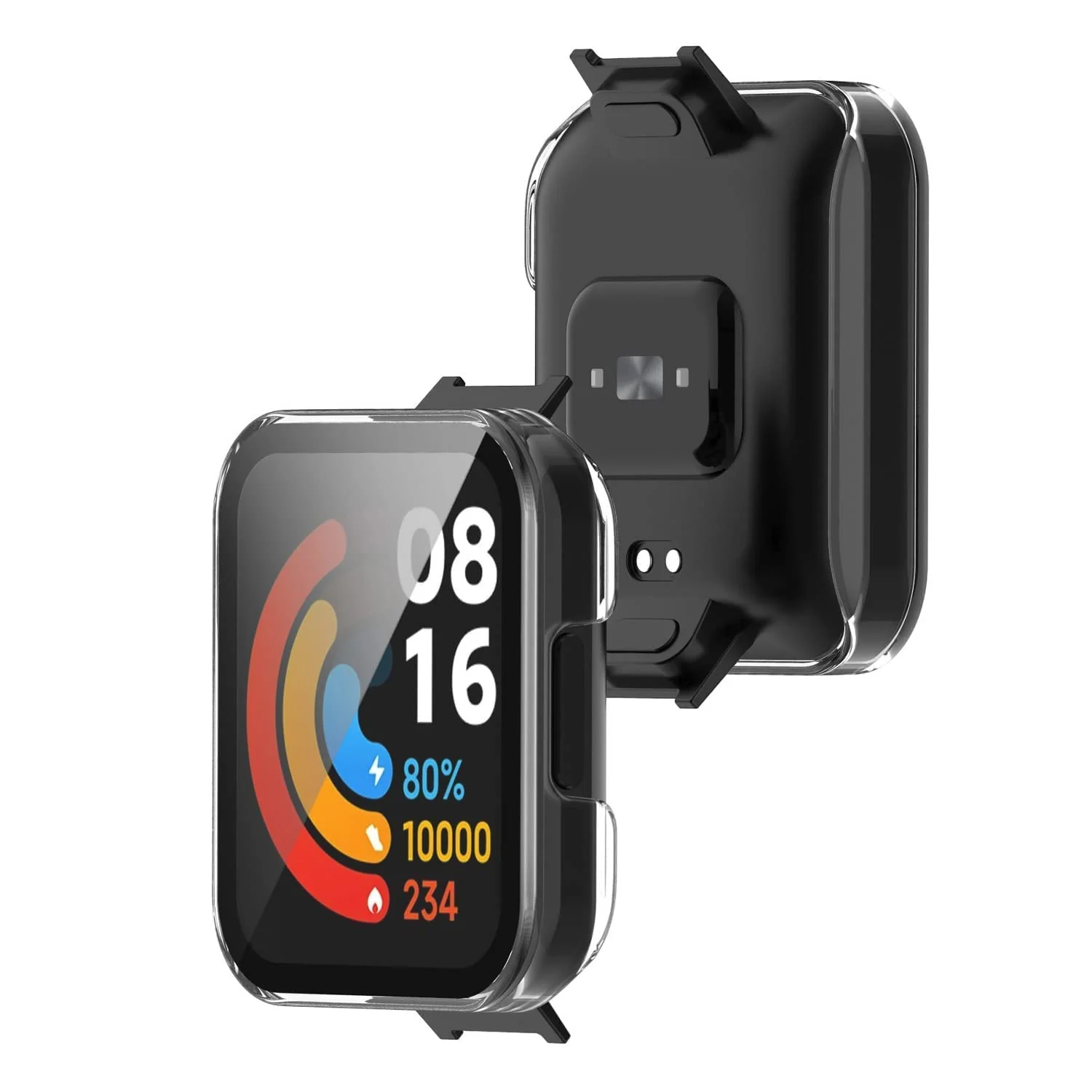 DL3 Mobilak Protective Case Compatible with Xiaomi Mi Redmi Watch 2 Lite, 9H Hardness PC Case Bumper Full Slim Protective Cover with Tempered Glass For Redmi Watch2 Lite - Clear