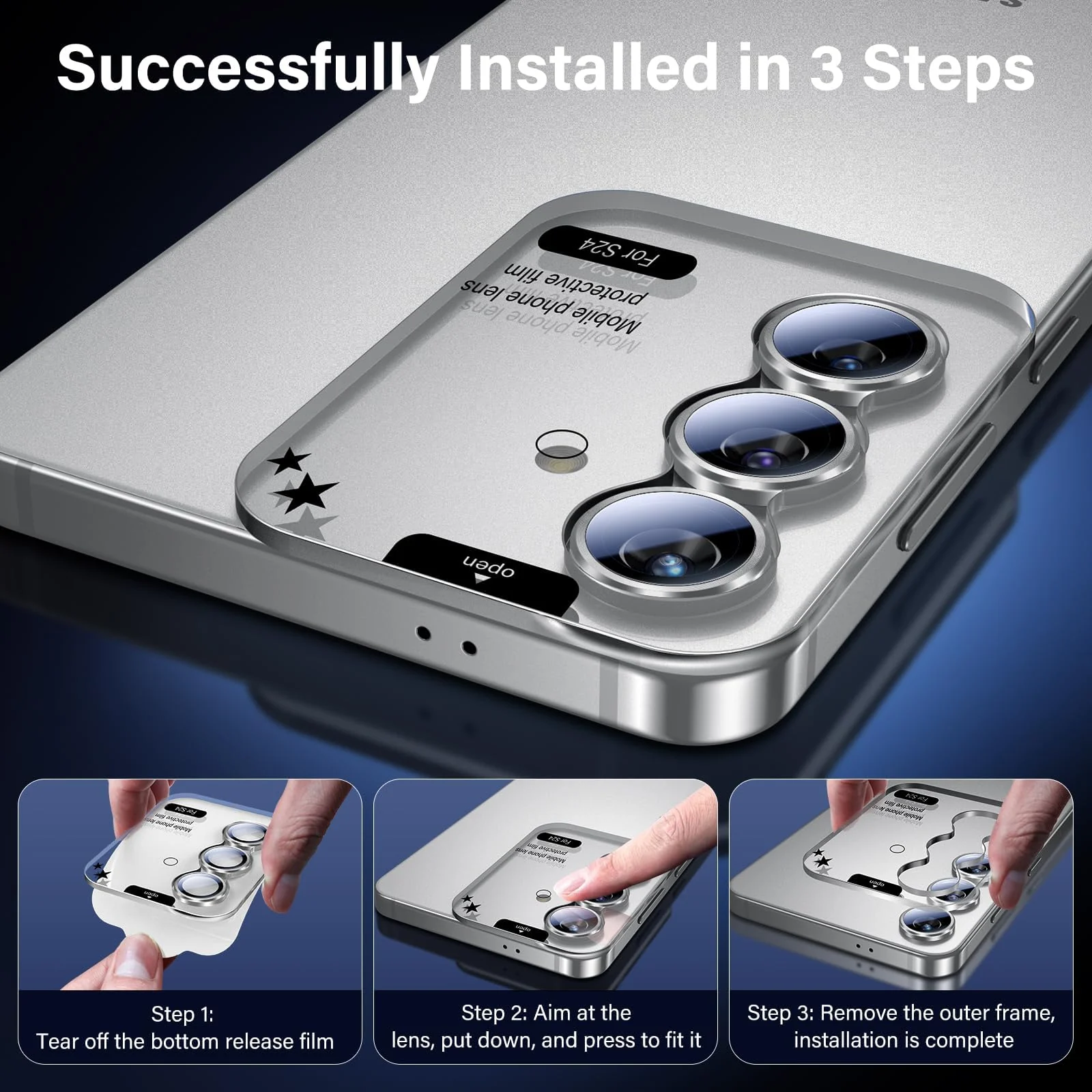 DL3 Mobilak Camera Lens Protector for Samsung Galaxy S24+ Plus Accessories, 9H Tempered Glass Metal Individual Ring Camera Cover Screen Protector for S24 Plus, Case Friendly, Anti Scratch - Silver