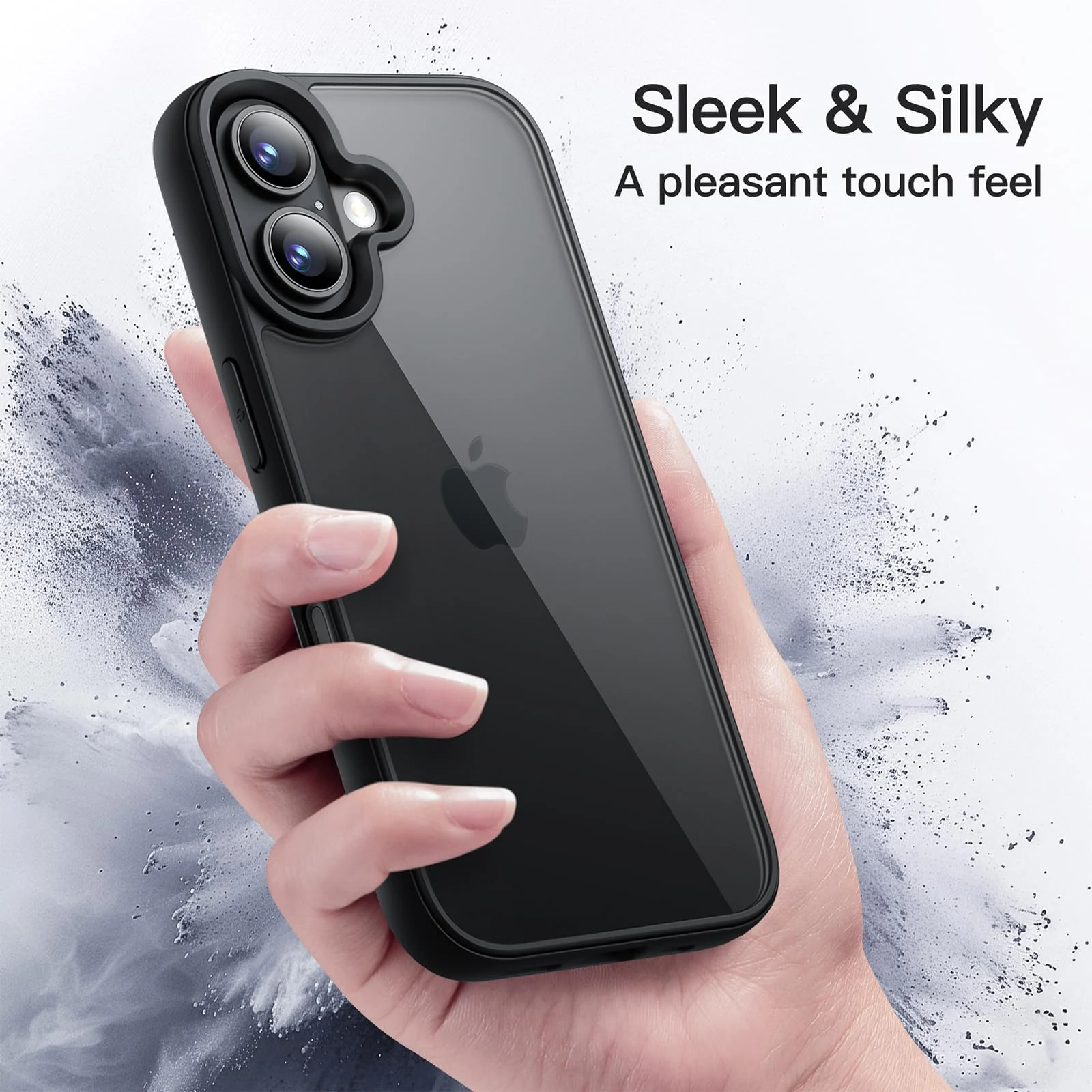 DL3 Mobilak Clear PC and TPU Protective Case for iPhone 16 with Military-Grade Protection and Anti-Yellowing Design - A Black
