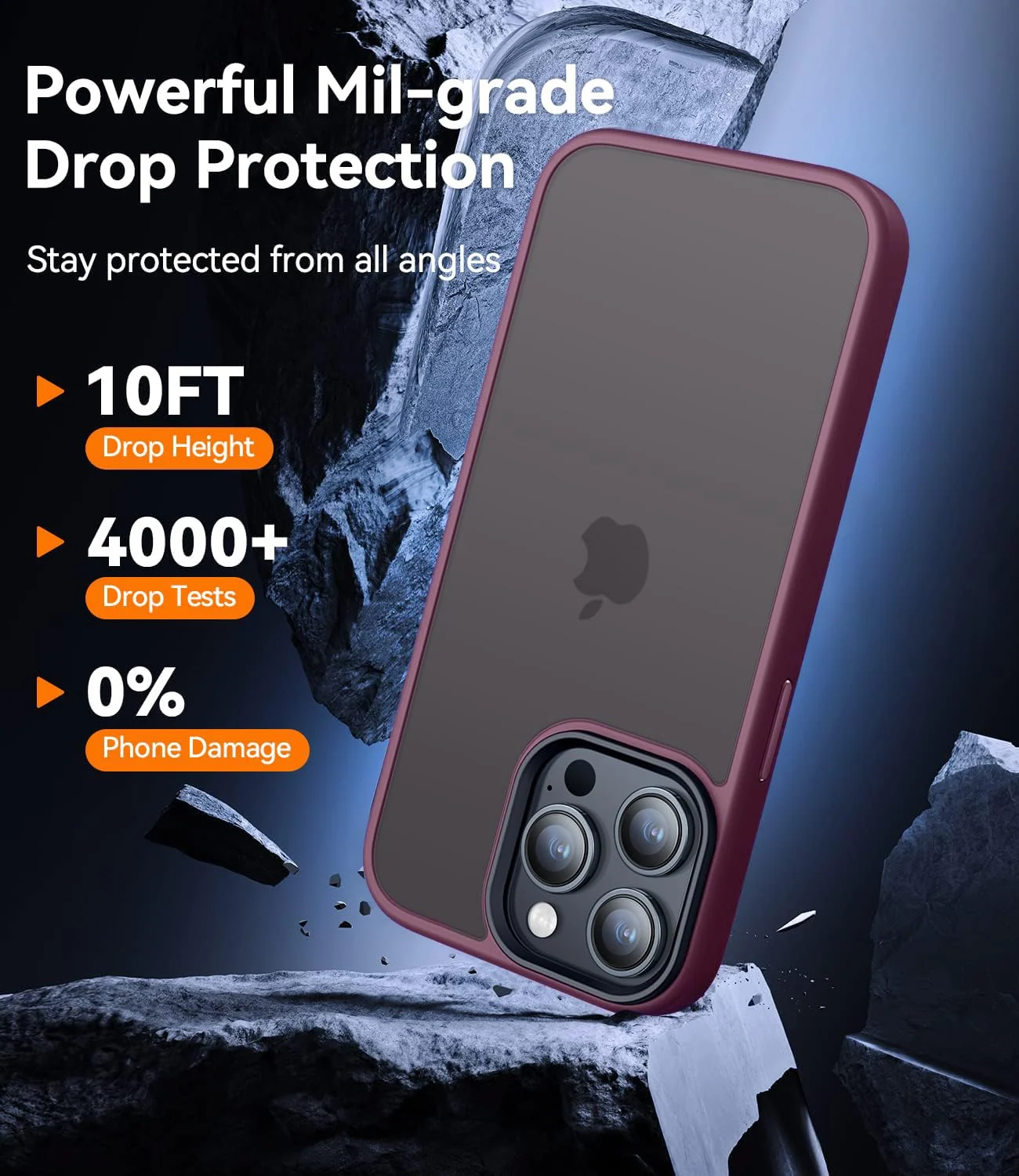 DL3 Mobilak Designed for iPhone 13 Pro 6.1-Inch Case, [Military Shockproof] Super Soft Silicone Slim Translucent Matte Protective Phone Cover, Compatible with iPhone 13 Pro - Wine Red
