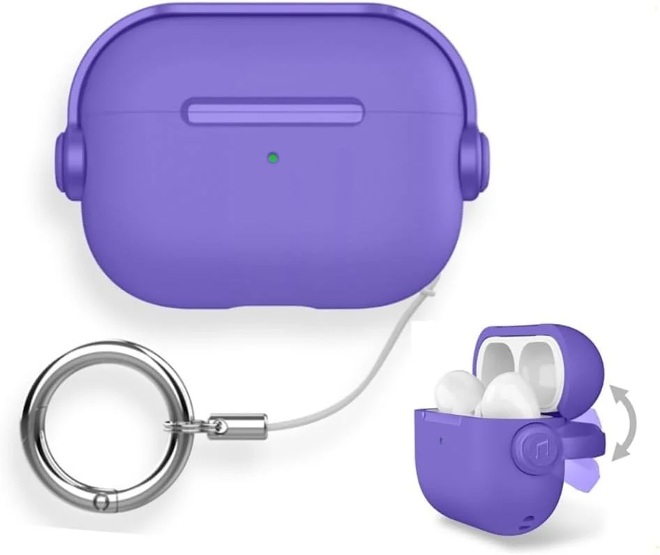 DL3 Mobilak Case for AirPods 3 Protective [With Closure Lid] [Front LED Visible] [With Wrist Strap] Skin Case Compatible with Airpod 3rd Generation 2021 - Violt