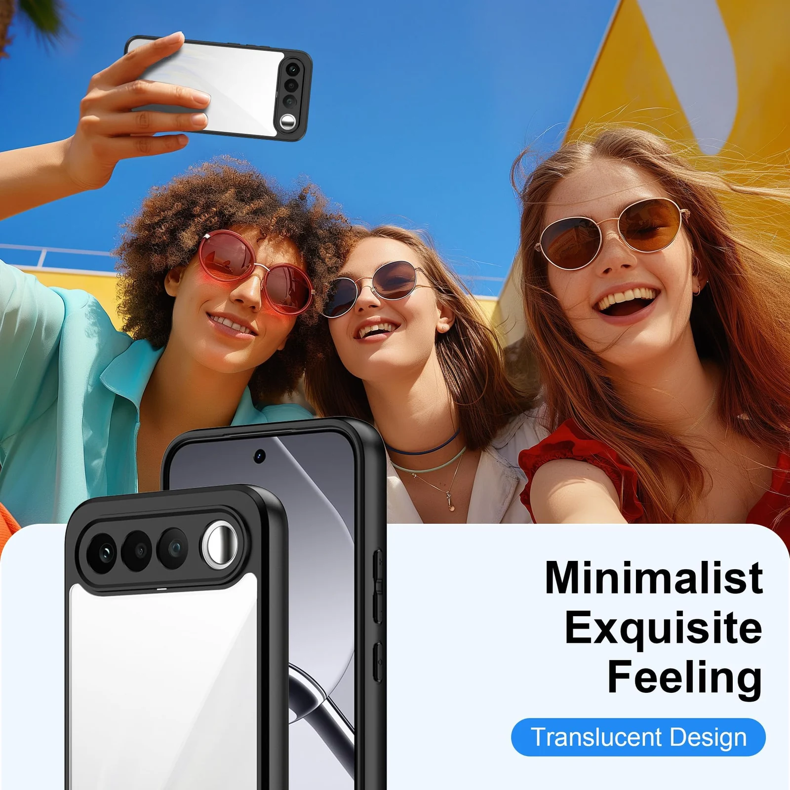 DL3 Mobilak Case Transparent For realme 16 5G, Military-Grade Shockproof Anti-Yellowing, Slim Protective Phone Case Bumper Cover With Camera Protective - Black