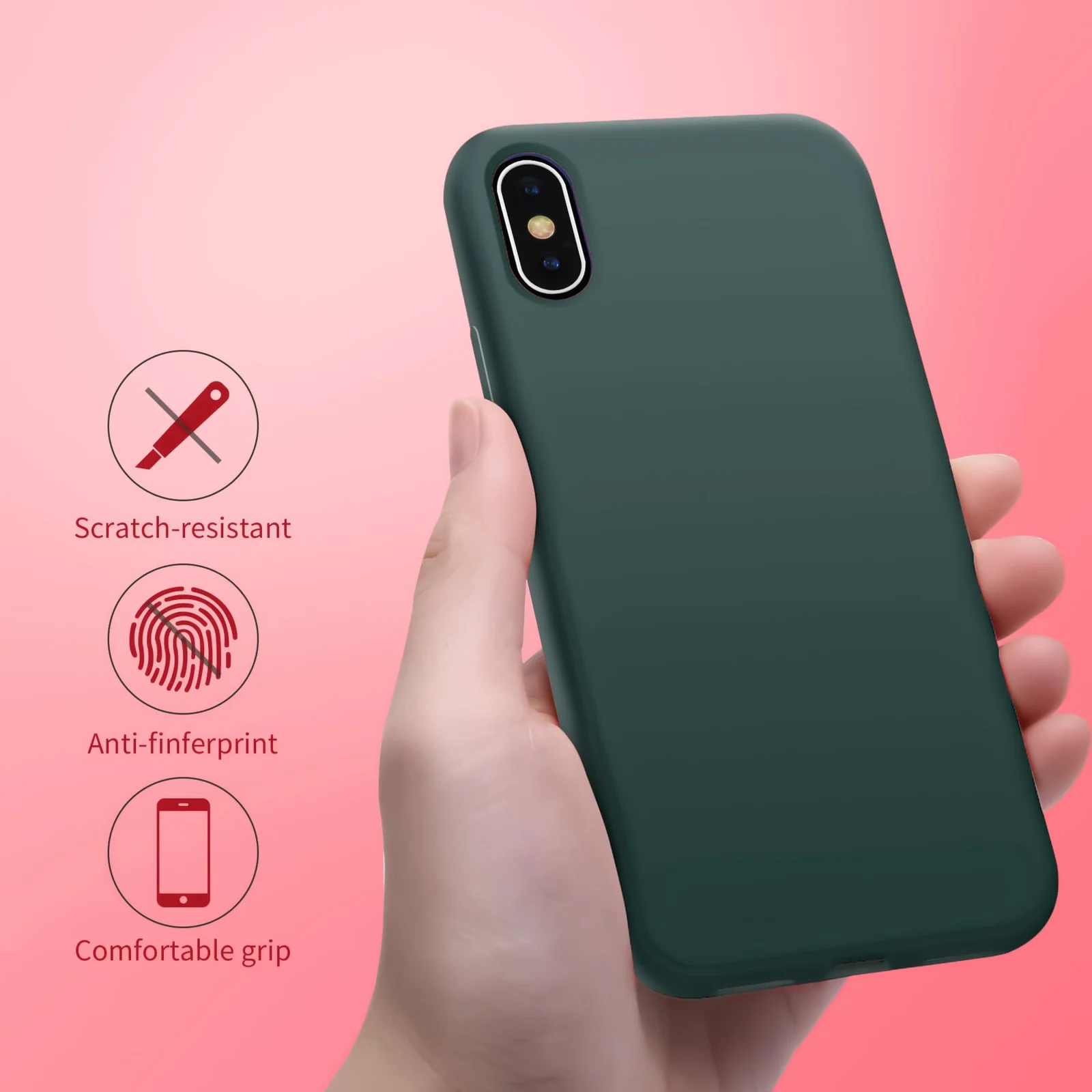 DL3 Mobilak Liquid Silicone Protective Case for iPhone X / iPhone XS with Camera Protection and Microfiber Lining - Oil Color