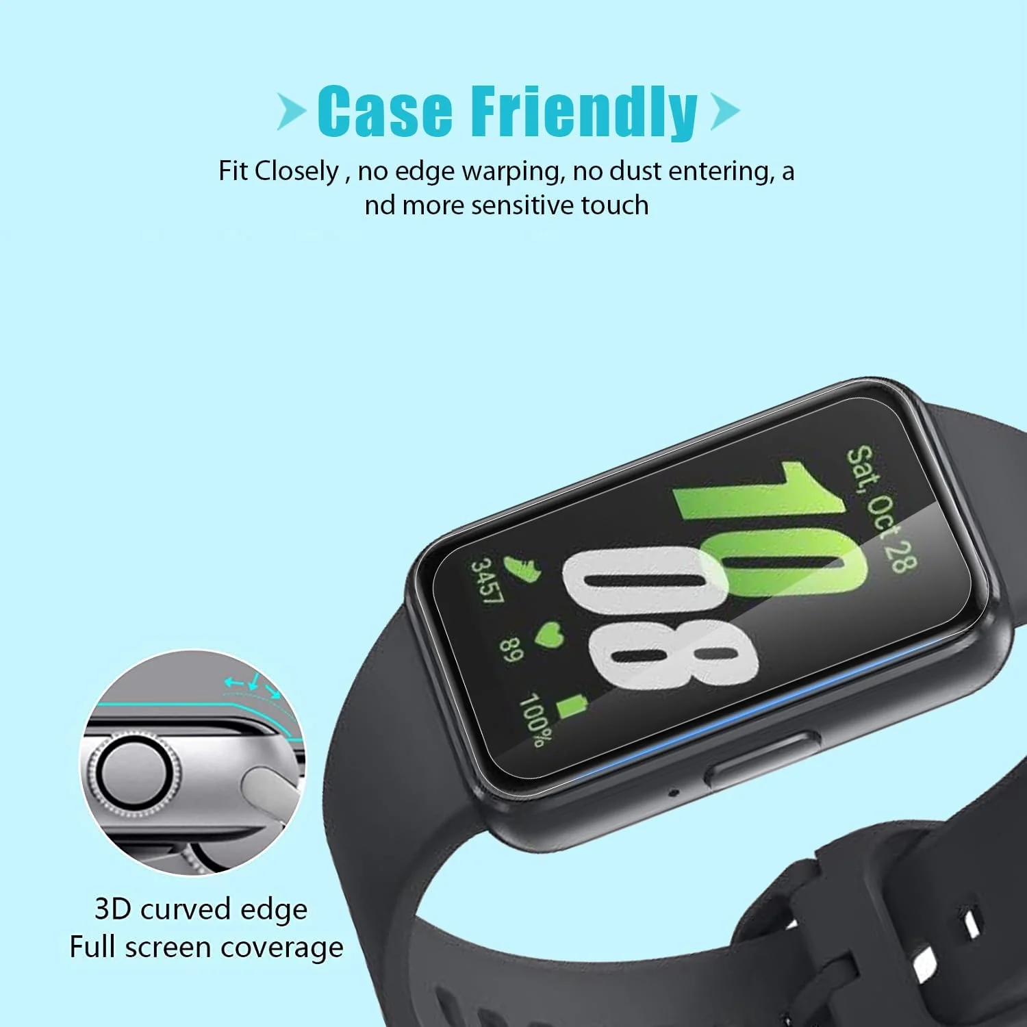 DL3 Mobilak Screen Protector For Samsung Galaxy Fit 3, 3D Curved Soft Edge Protective Film [Anti-Scratch] [Bubble Free] [Ultra Shatterproof] [High Sensitive] (Not Glass) - Black