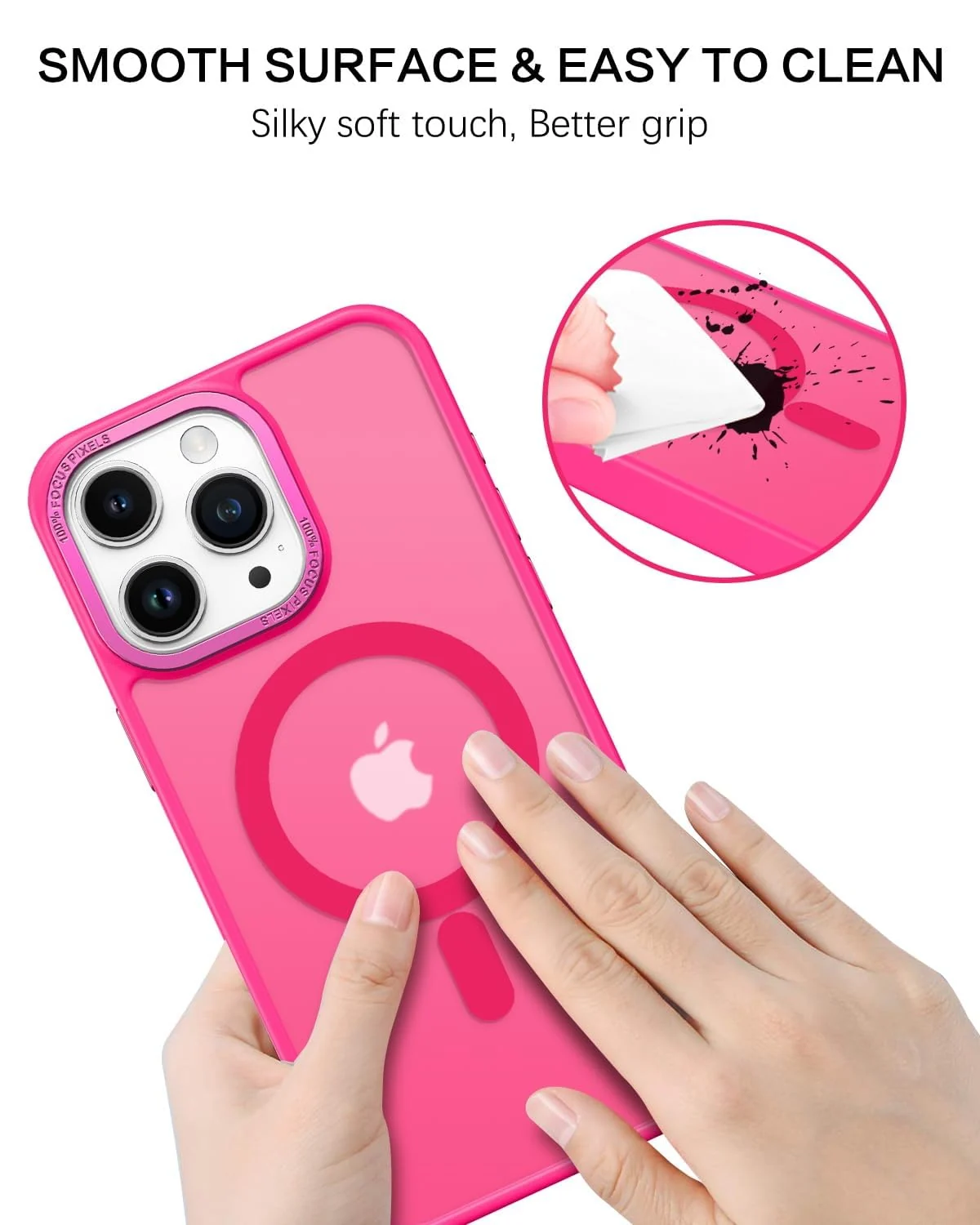 DL3 Mobilak Case for iPhone 15 Pro 6.1-Inch Magnetic Translucent Matte Phone Cases [Compatible with MagSafe] Thin Slim Fit Shockproof Hard Protective Cover for Women Men Girls - Hot Pink