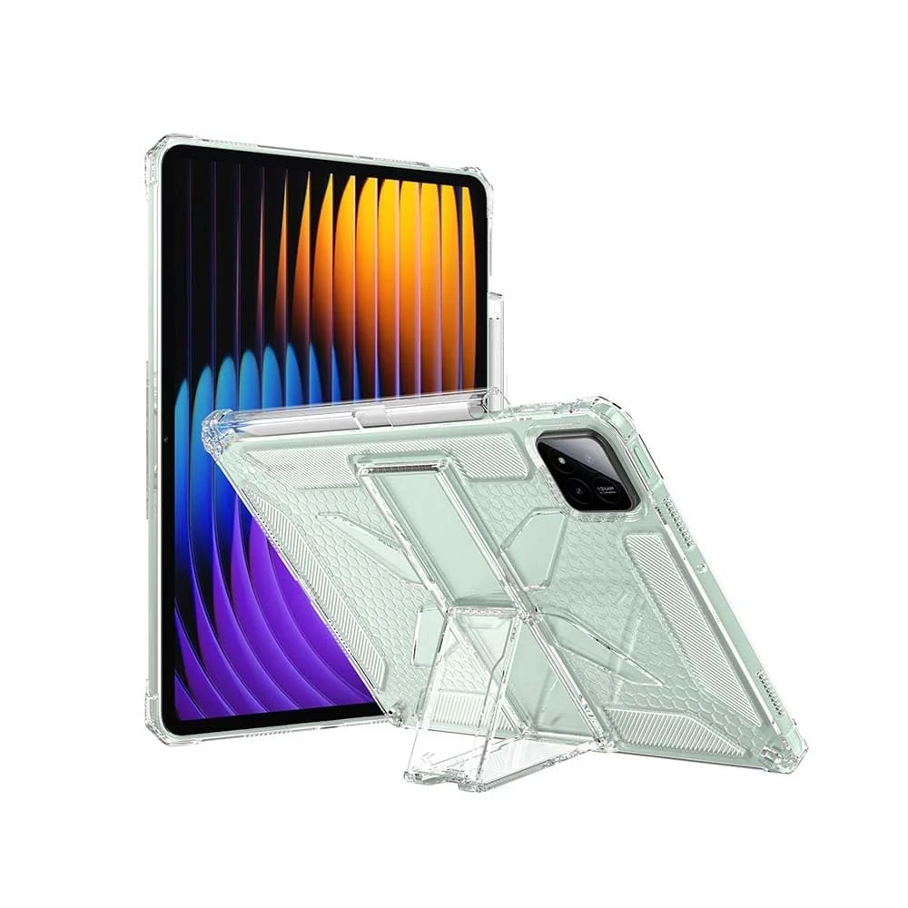DL3 Mobilak Stand Case for Xiaomi Pad 7 / Xiaomi Pad 7 Pro 2024 11.2 inch Case Shockproof, Thin Slim Lightweight Anti-Yellowing Bumper, Kickstand Cover, with Pencil Holder - Clear