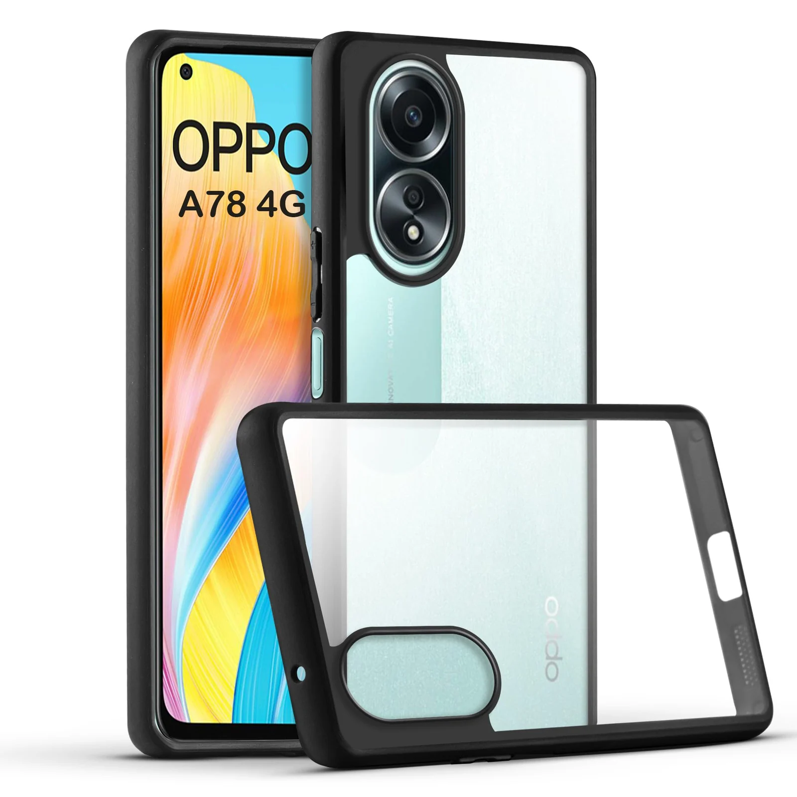 DL3 Mobilak Clear TPU Case for OPPO A78 4G, Camera protection, Shock-absorbing protection, Scratch-resistant surface - Black