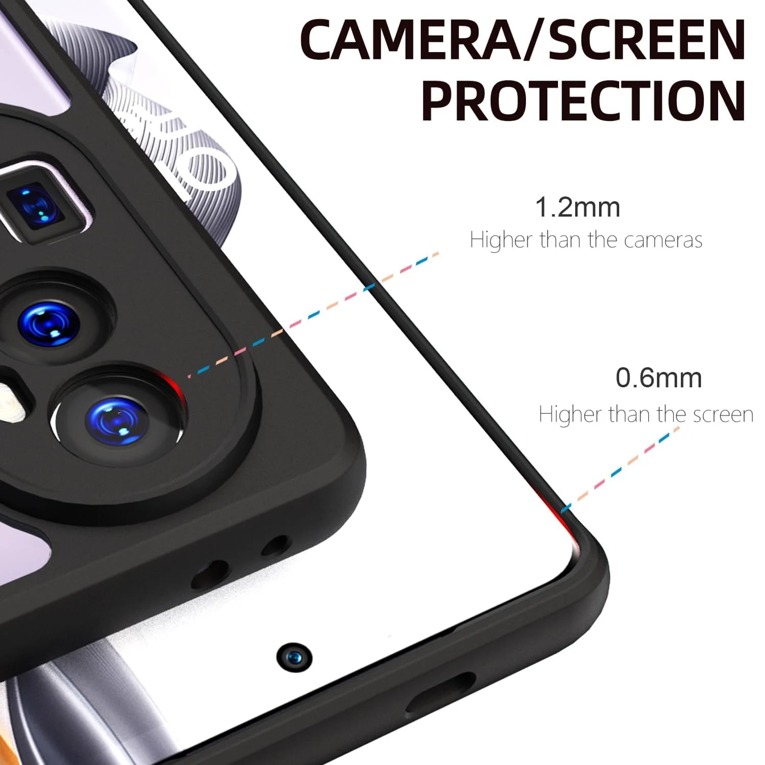 DL3 Mobilak Clear TPU Case for OPPO Reno 10 Pro + Plus 5G, Camera protection, Shock-absorbing protection, Scratch-resistant surface - Black