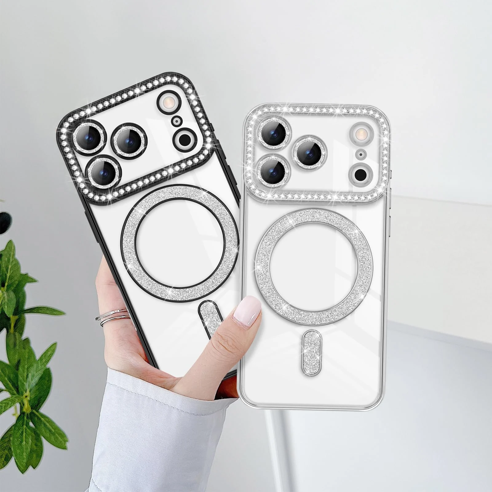 DL3 Mobilak MagSafe-Compatible Magnetic Case for iPhone 17 Pro Max with Camera Protection and Magnetic Car-Mount Support - Silver