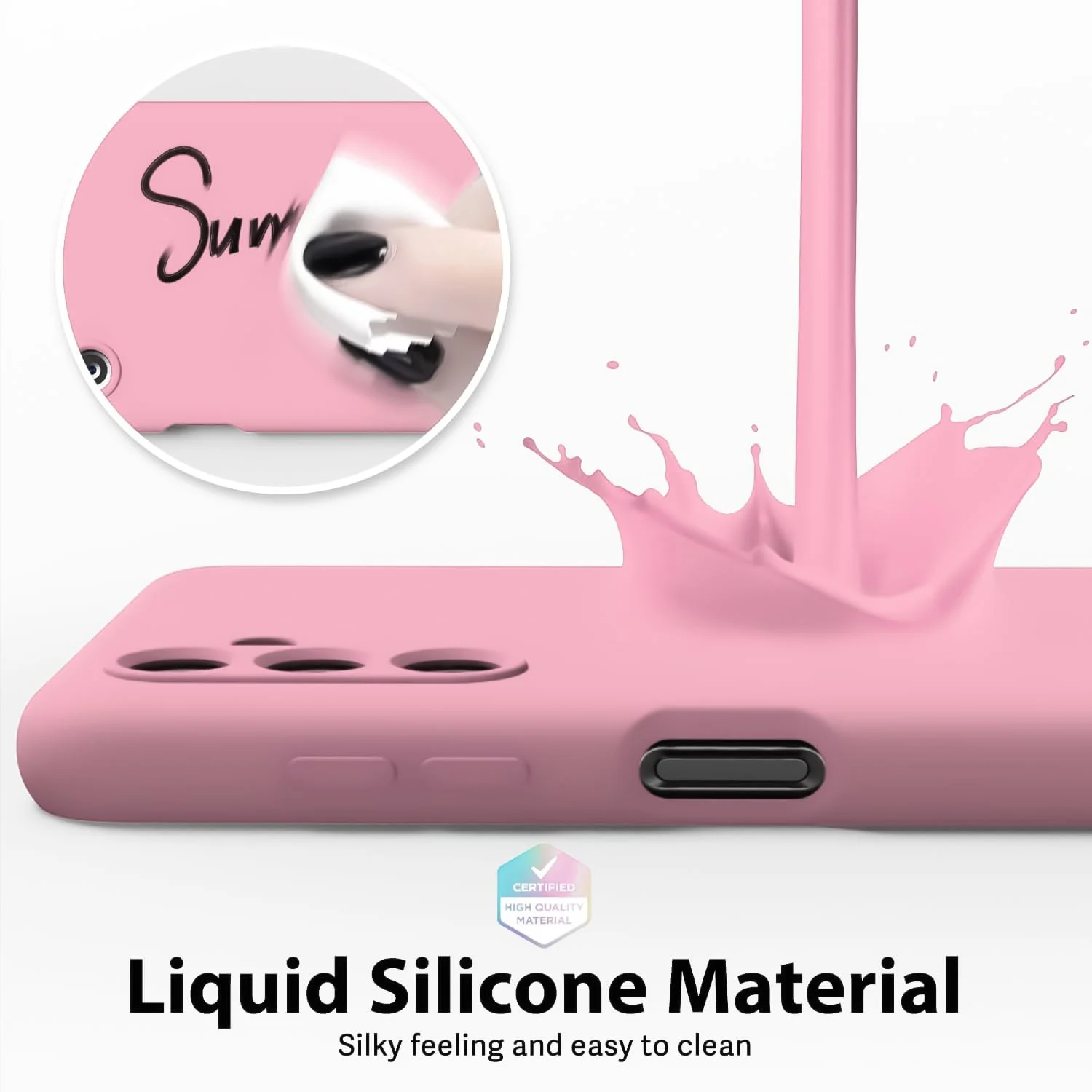 DL3 Mobilak Soft Silicone Protective Case for Samsung Galaxy A15 with Microfiber Lining and Shockproof Design - Pink