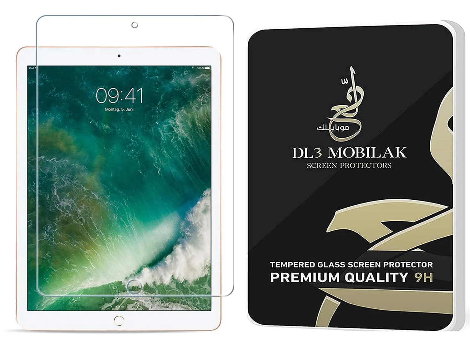 DL3 Mobilak Screen Protector For iPad Pro 12.9-Inch (2015/2017 Model, 1st/2nd Generation), Tempered Glass Film [HD Crystal ] [Easy Installation] [Scratch Resistant] [9H Hardness] - Clear