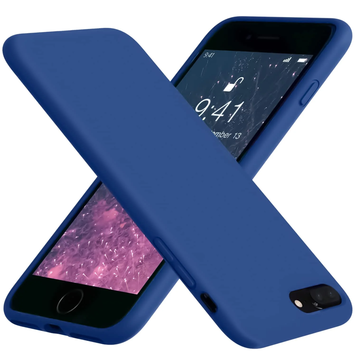 DL3 Mobilak Liquid Silicone Protective Case with Soft Microfiber Lining for iPhone 7 Plus / iPhone 8 Plus - Royal Blue
