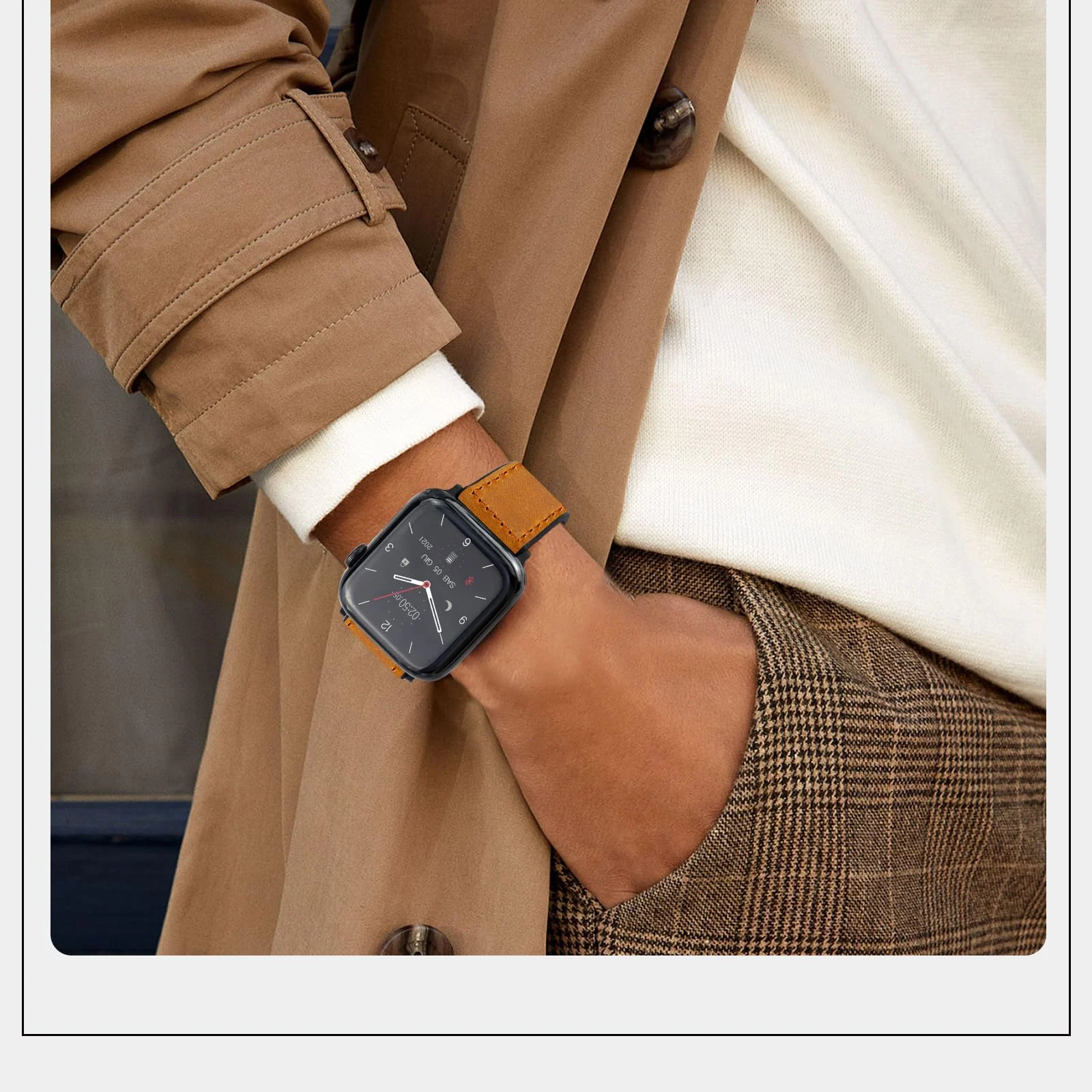 DL3 Mobilak Leather Bands Compatible with Apple Watch Band 49mm 45mm 44mm 42mm, Leather Magnetic Buckle Design Strap For iWatch Ultra Ultra 2 SE Series 9 8 7 6 5 4 3 2 1 Wristband For Men Women - A.Brown