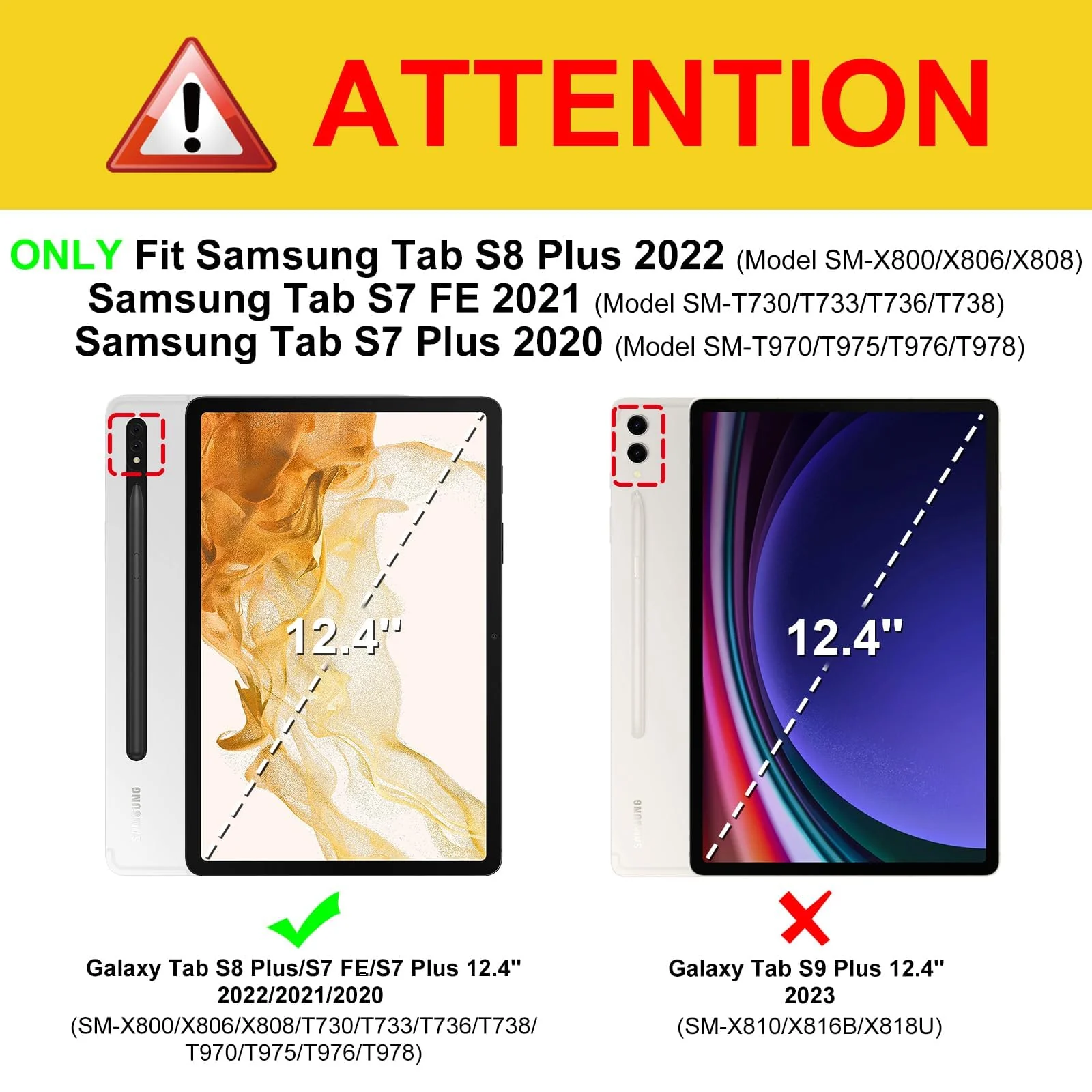 DL3 Mobilak Hybrid Slim Case for Samsung Galaxy Tab S8 Plus 2022/S7 FE 2021/S7 Plus 2020 12.4 Inch with S Pen Holder, Shockproof Cover with Clear Transparent Back Shell, Auto Wake/Sleep - Black
