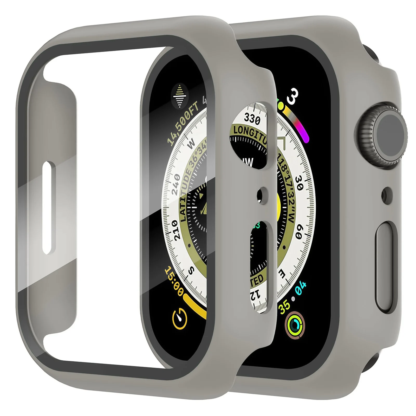 DL3 Mobilak Hard Case Designed for Apple Watch Series 9/8/7 45mm, Built-in 9H [HD Clear] Tempered Glass Screen Protector, [Full Protection] Slim Cover for iWatchSeries 9/8/7 45mm - Gray