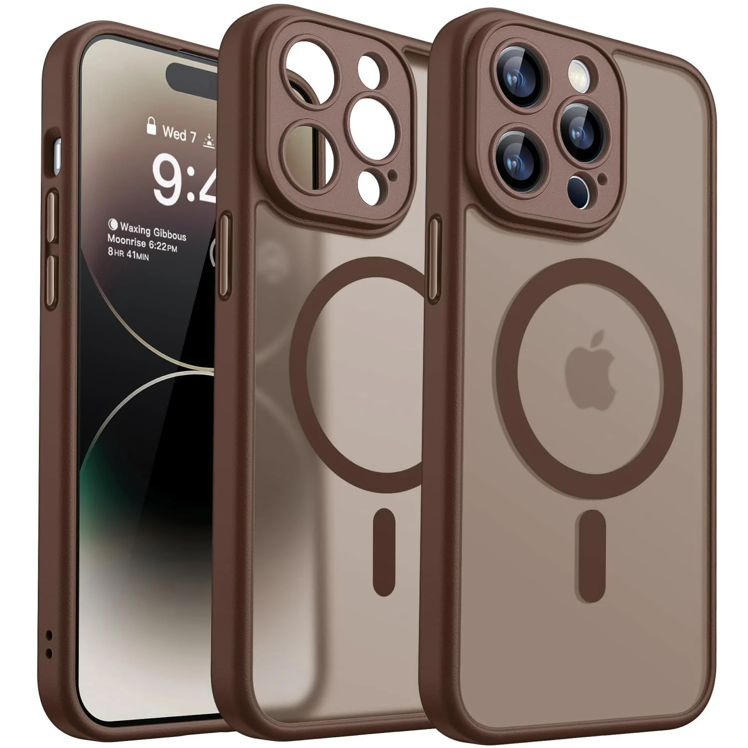 DL3 Mobilak Translucent Matte Case for iPhone 14 Pro, Compatible with MagSafe accessories, Supports wireless charging, Camera protection - Brown