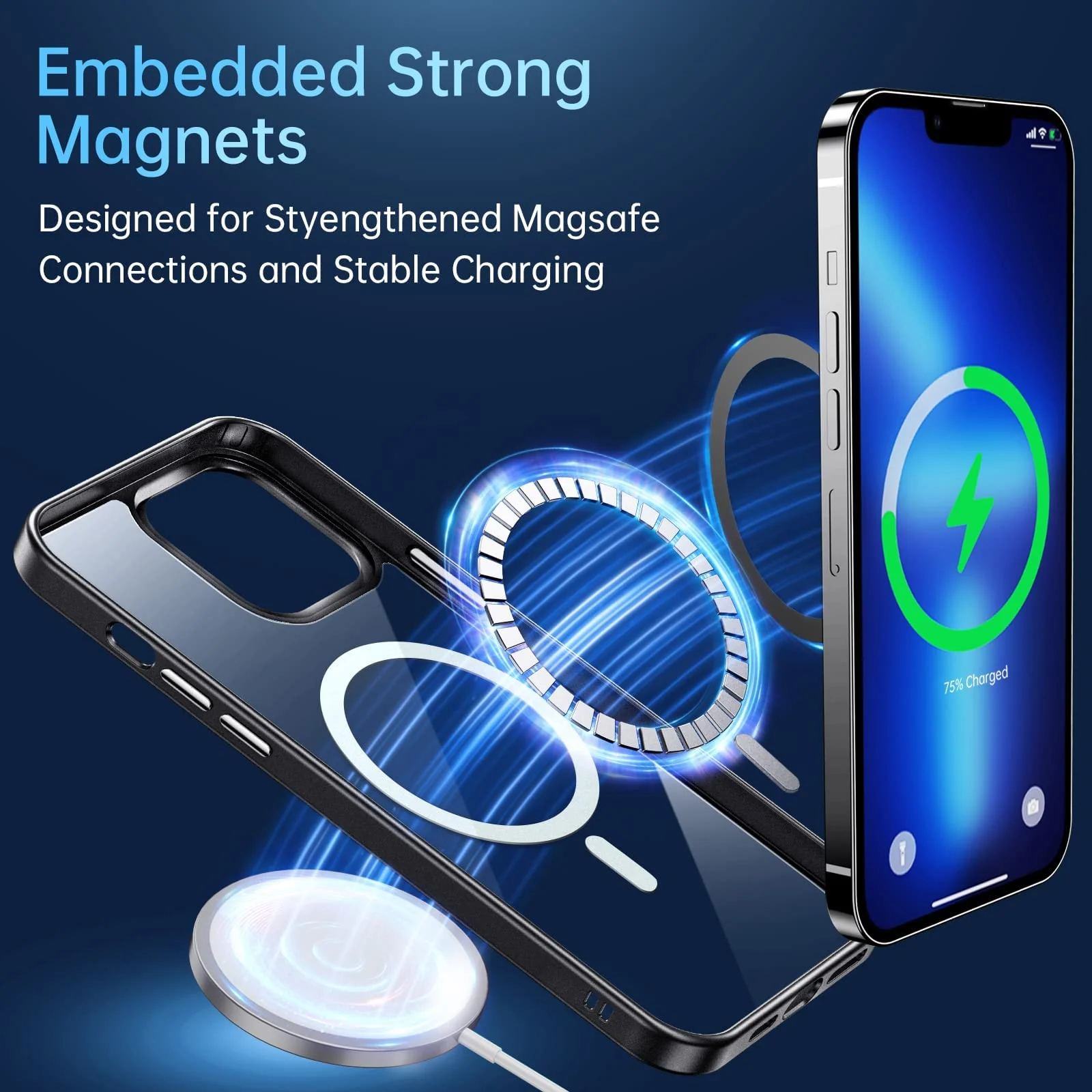 DL3 MOBILAK Case Magnetic Crystal Clear for iPhone 13 Pro (6.1 Inch) Case, [Compatible with MagSafe] Slim Phone Case Thin Cover - Black