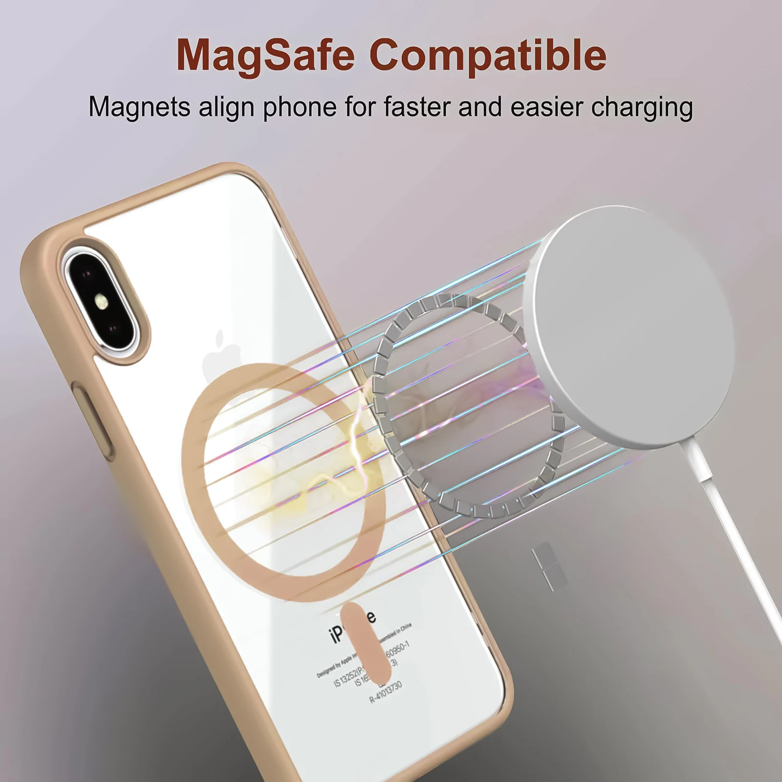 DL3 Mobilak Clear TPU Case for iPhone X / iPhone XS, Compatible with MagSafe accessories, Camera protection, Scratch-resistant surface - Desert