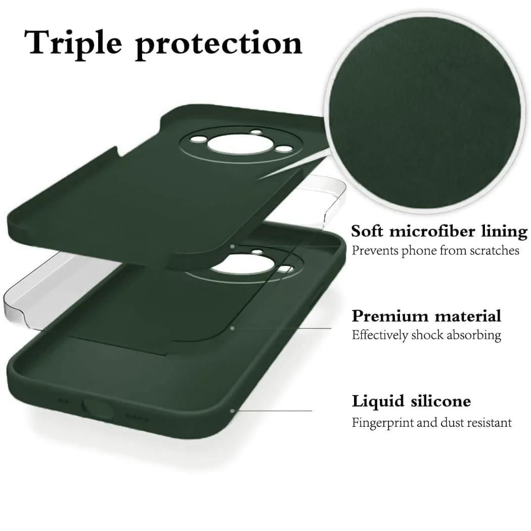 DL3 Mobilak Liquid Silicone Protective Case with Soft Microfiber Lining with Full Camera Protection for realme 11 Pro & realme 11 Pro+ Plus 5G - Green