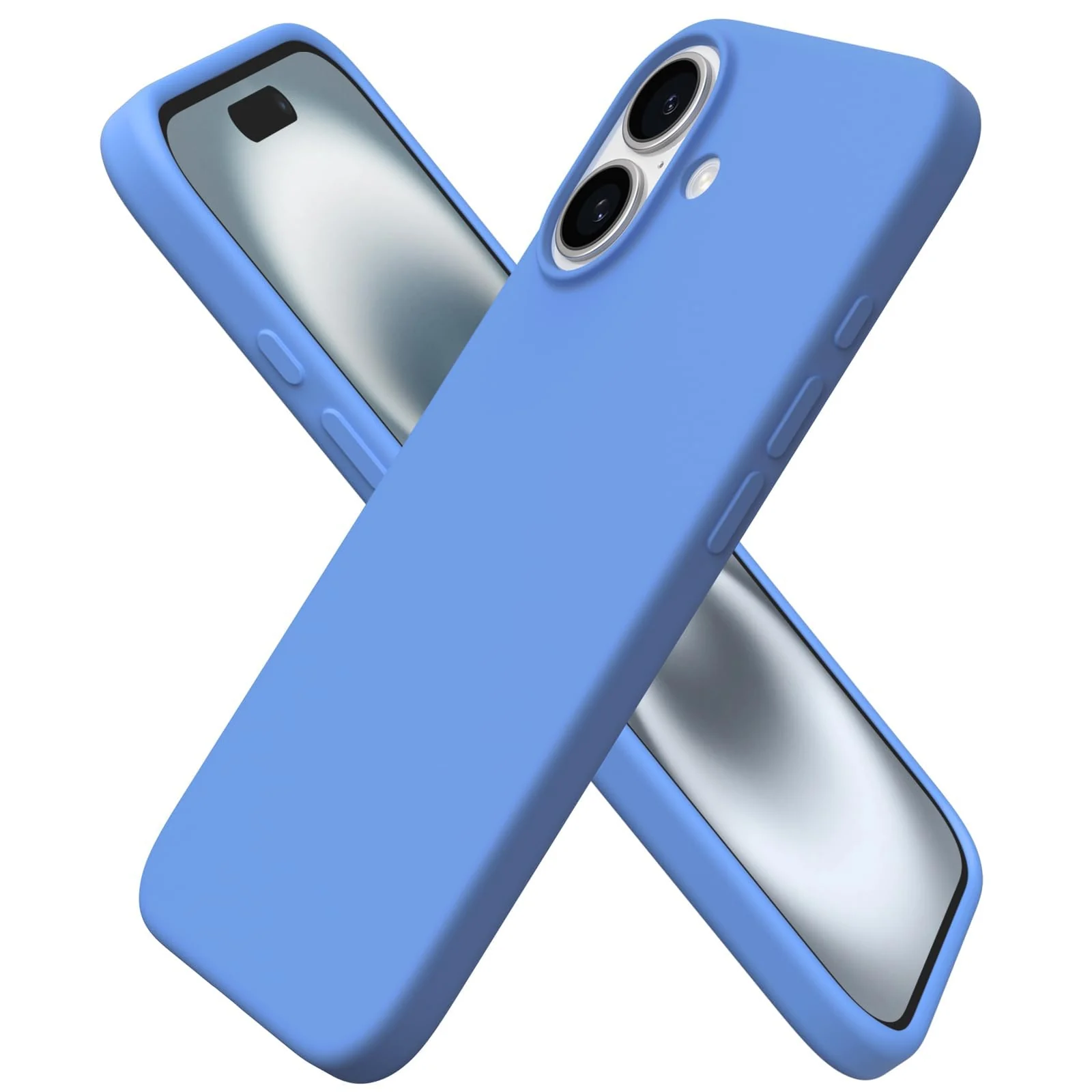 DL3 Mobilak Liquid Silicone Protective Case with Soft Microfiber Lining for iPhone 16 - Light Blue