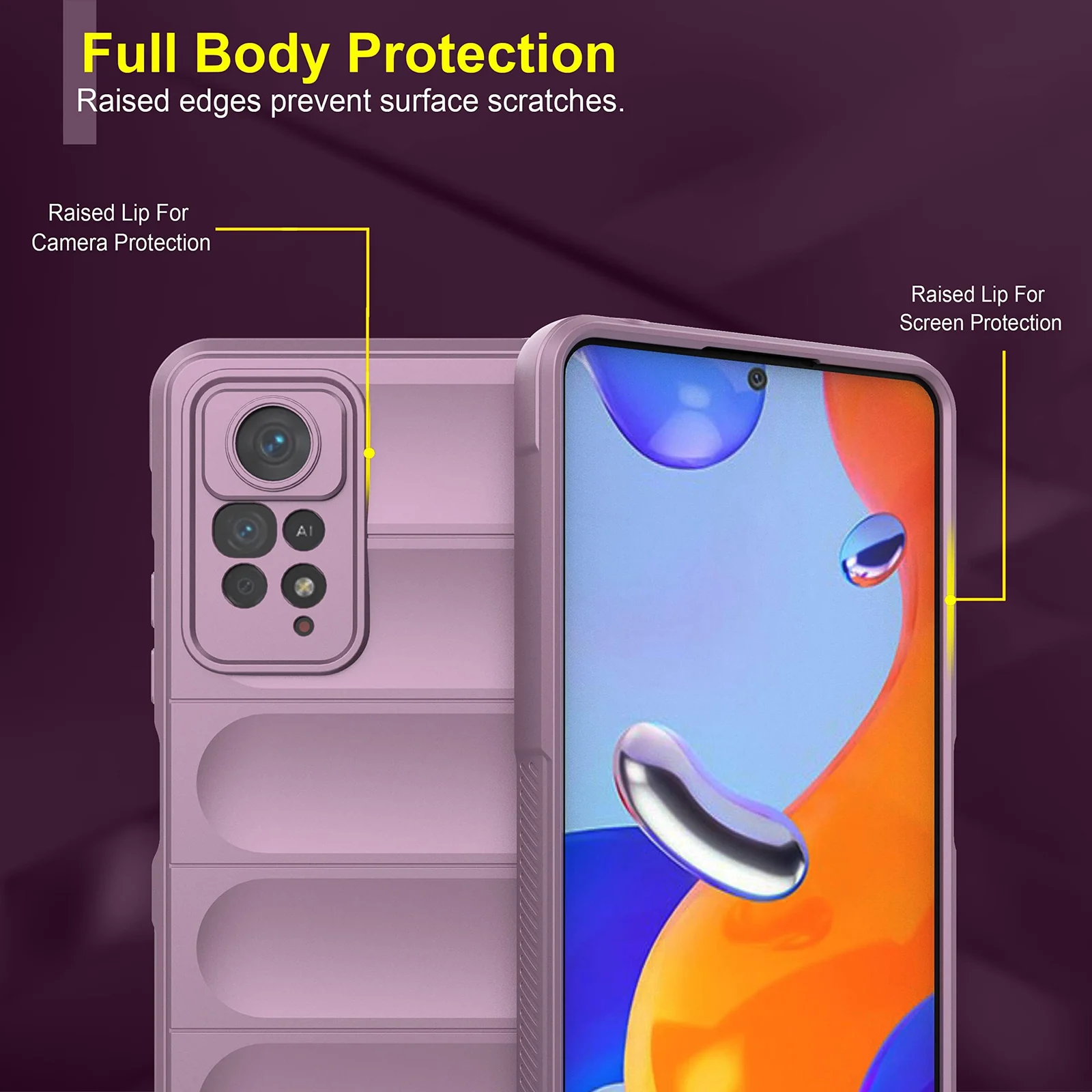 DL3 Mobilak Flexible Silicone and TPU Protective Case with Camera Protection for Xiaomi Redmi Note 12 Pro 4G / Redmi Note 11 Pro 4G&5G - Purple