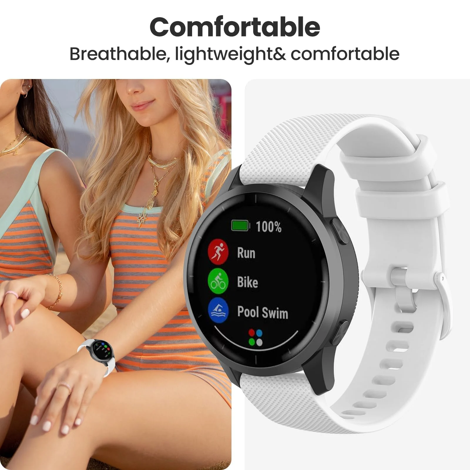 DL3 Mobilak Silicone Buckle Band 22MM Strap For Xiaomi Redmi Watch 5 Active/5 Lite/Samsung Galaxy Watch 3 45mm/Watch 46mm/Gear S3/For Huawei watch GT5 GT4 GT3 GT2 GT 46MM/GT2E/GT2 Pro/GT 3 Pro/GT5 Pro - White